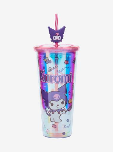 Kuromi 16 Oz Slim Acrylic Travel Cup With Straw