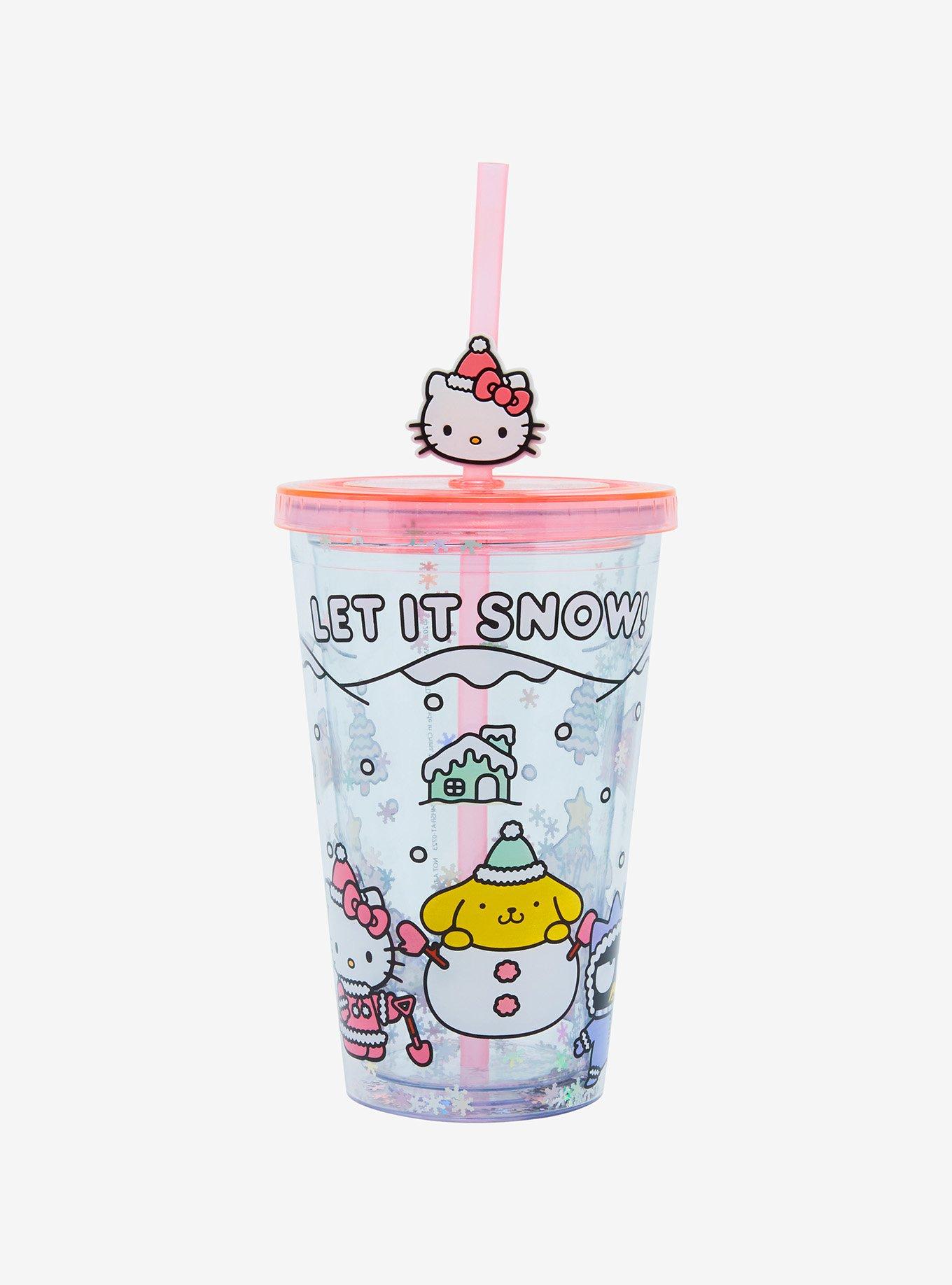 Hello Kitty Acrylic Travel Cup Drinking Straw W/ Figure New Sanrio 2001  Vintage