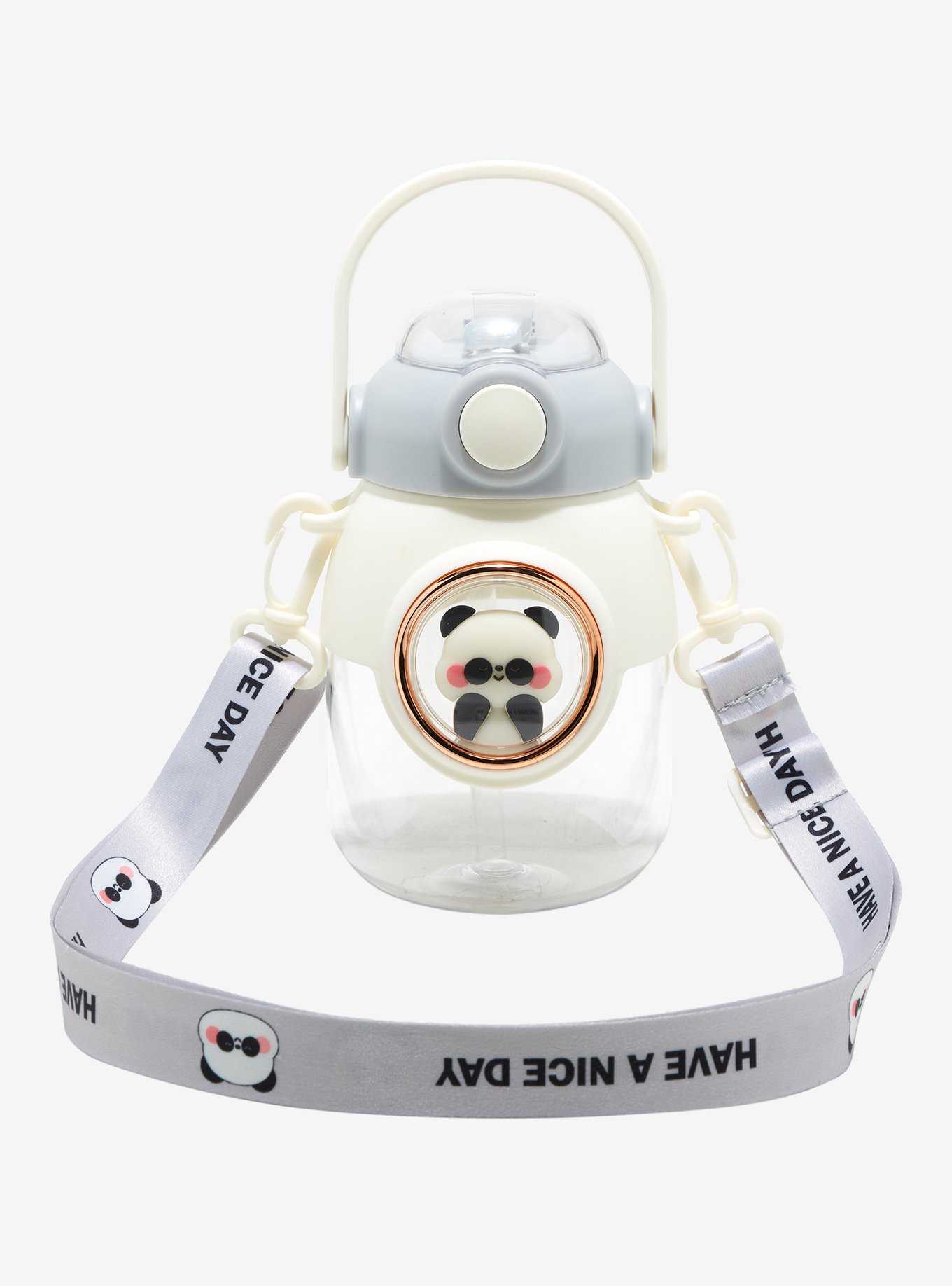 Panda Acrylic Water Bottle With Strap, , hi-res