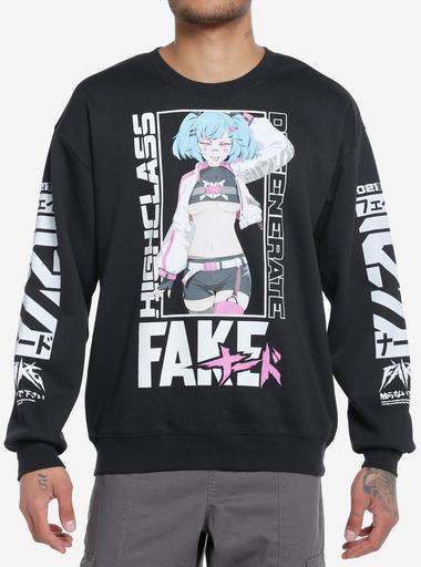 [ NERDY ]★LAYERED BACK SLOGAN SWEATSHIRT Nerdy Back Slogan Crewneck Black | HM8Store