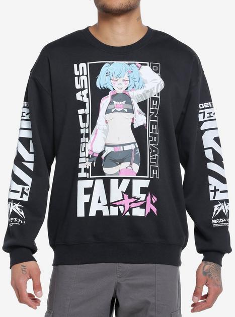 [ NERDY ]★LAYERED BACK SLOGAN SWEATSHIRT Nerdy Back Slogan Crewneck Black | HM8Store