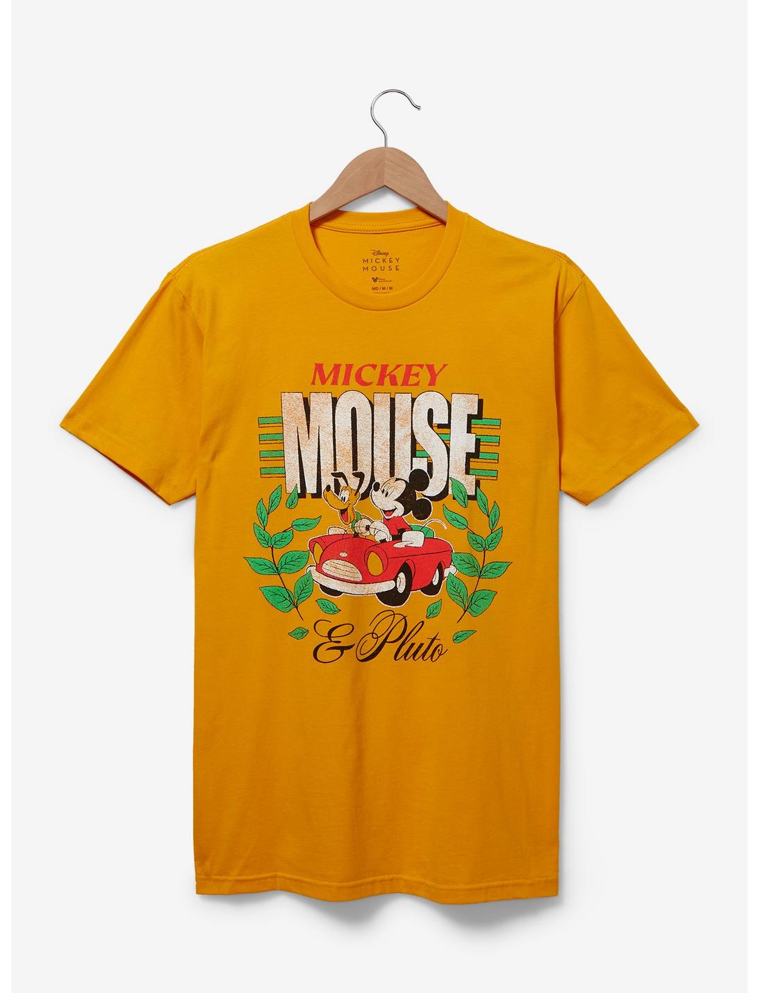 Disney Mickey Mouse & Pluto Car Portrait T-Shirt - BoxLunch Exclusive, YELLOW, hi-res