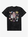 Bee And Puppycat Sticker Icons Mineral Wash T-Shirt, BLACK MINERAL WASH, hi-res