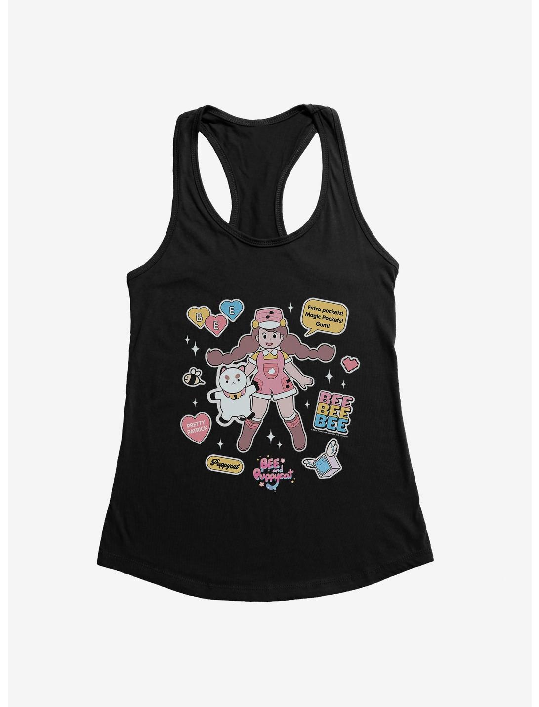Bee And Puppycat Sticker Icons Womens Tank Top, BLACK, hi-res