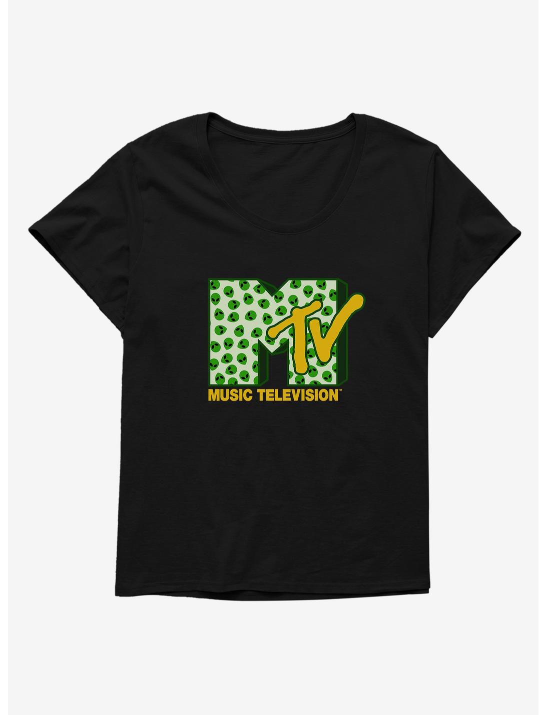 MTV Alien Logo Womens T-Shirt Plus Size, BLACK, hi-res