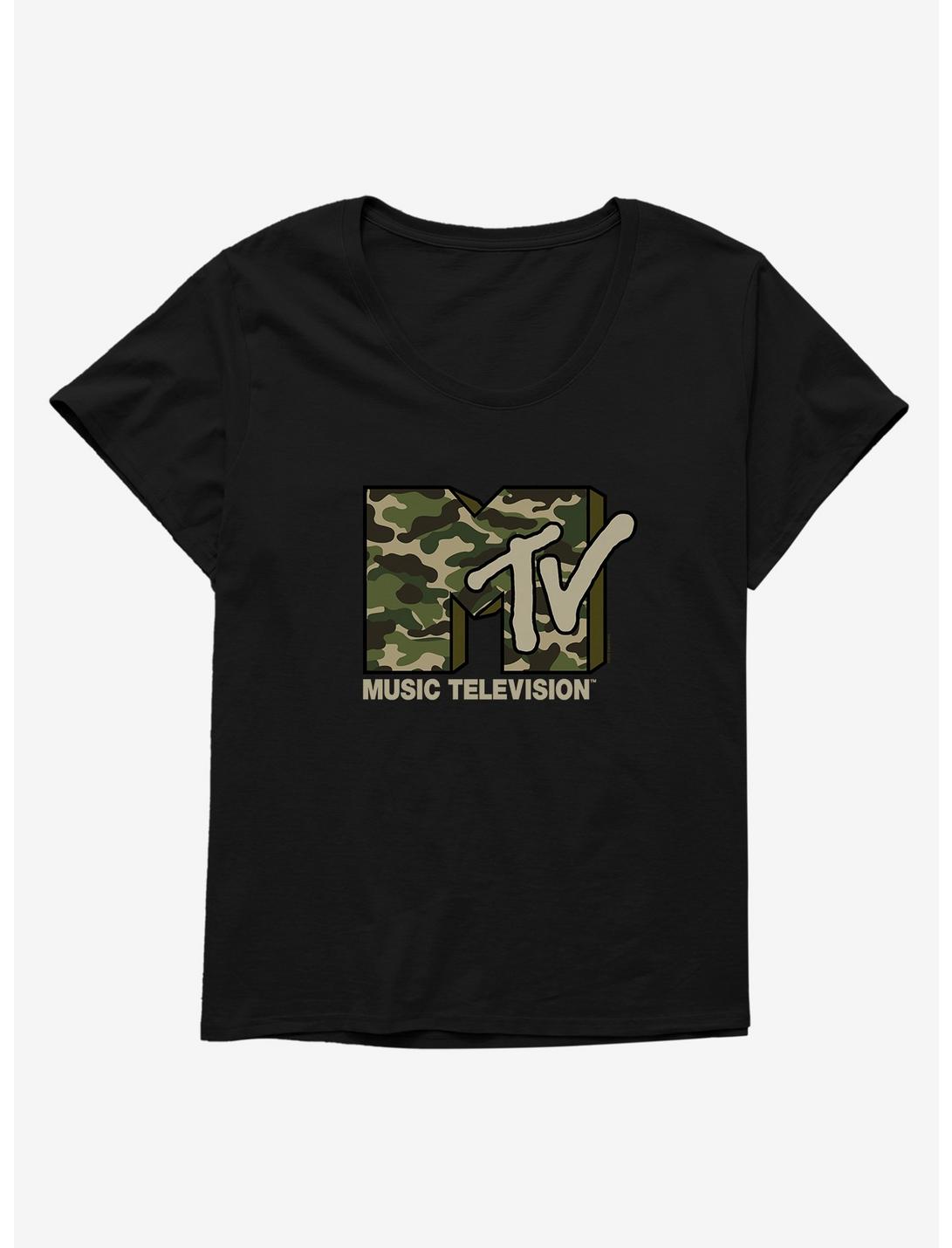 MTV Camo Logo Womens T-Shirt Plus Size, BLACK, hi-res