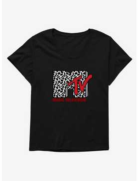 MTV Cow Print Logo Womens T-Shirt Plus Size, , hi-res