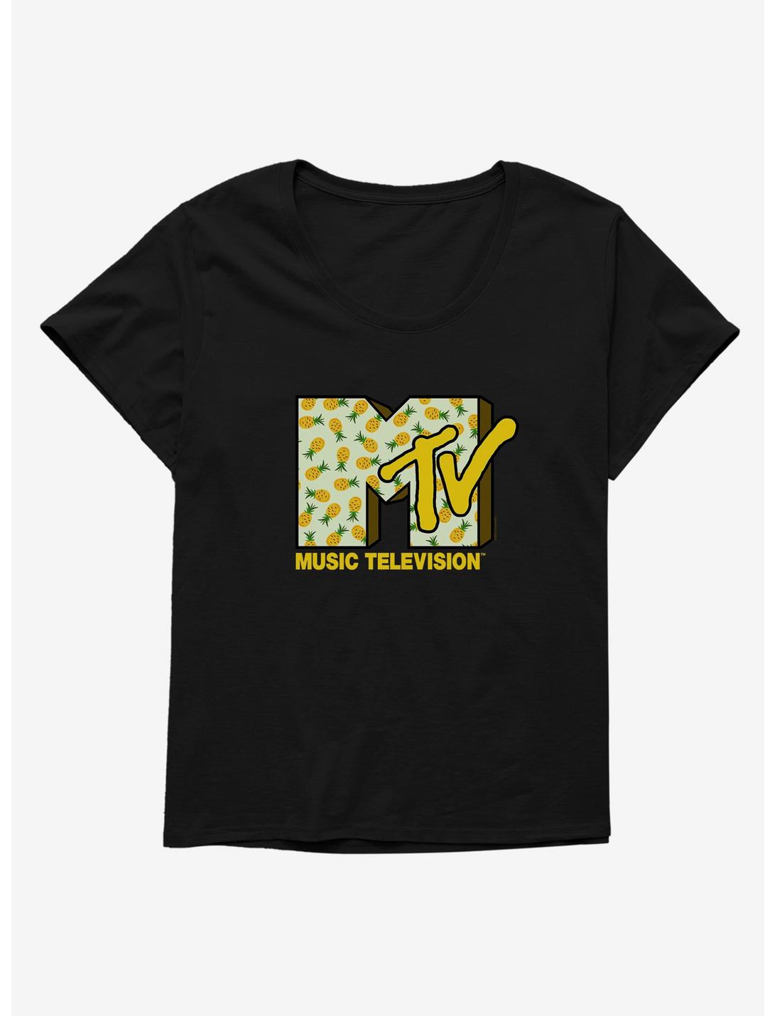 MTV Pineapple Logo Womens T-Shirt Plus Size, BLACK, hi-res