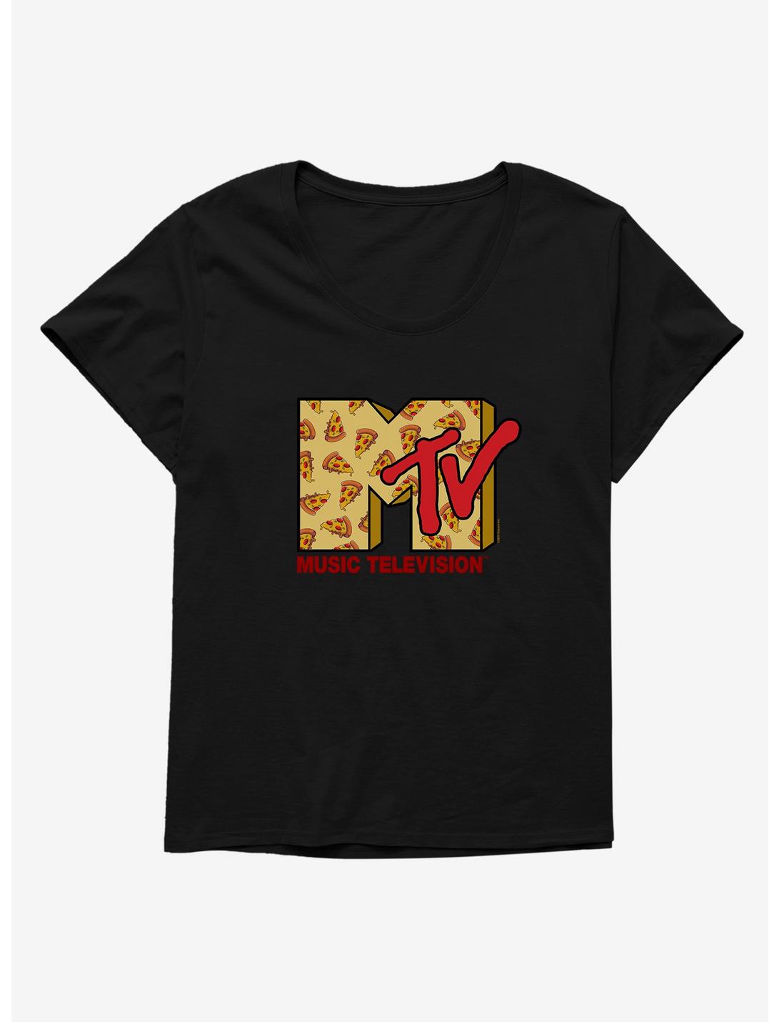 MTV Pizza Logo Womens T-Shirt Plus Size, BLACK, hi-res