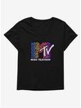 MTV Rainbow Cheetah Logo Womens T-Shirt Plus Size, BLACK, hi-res
