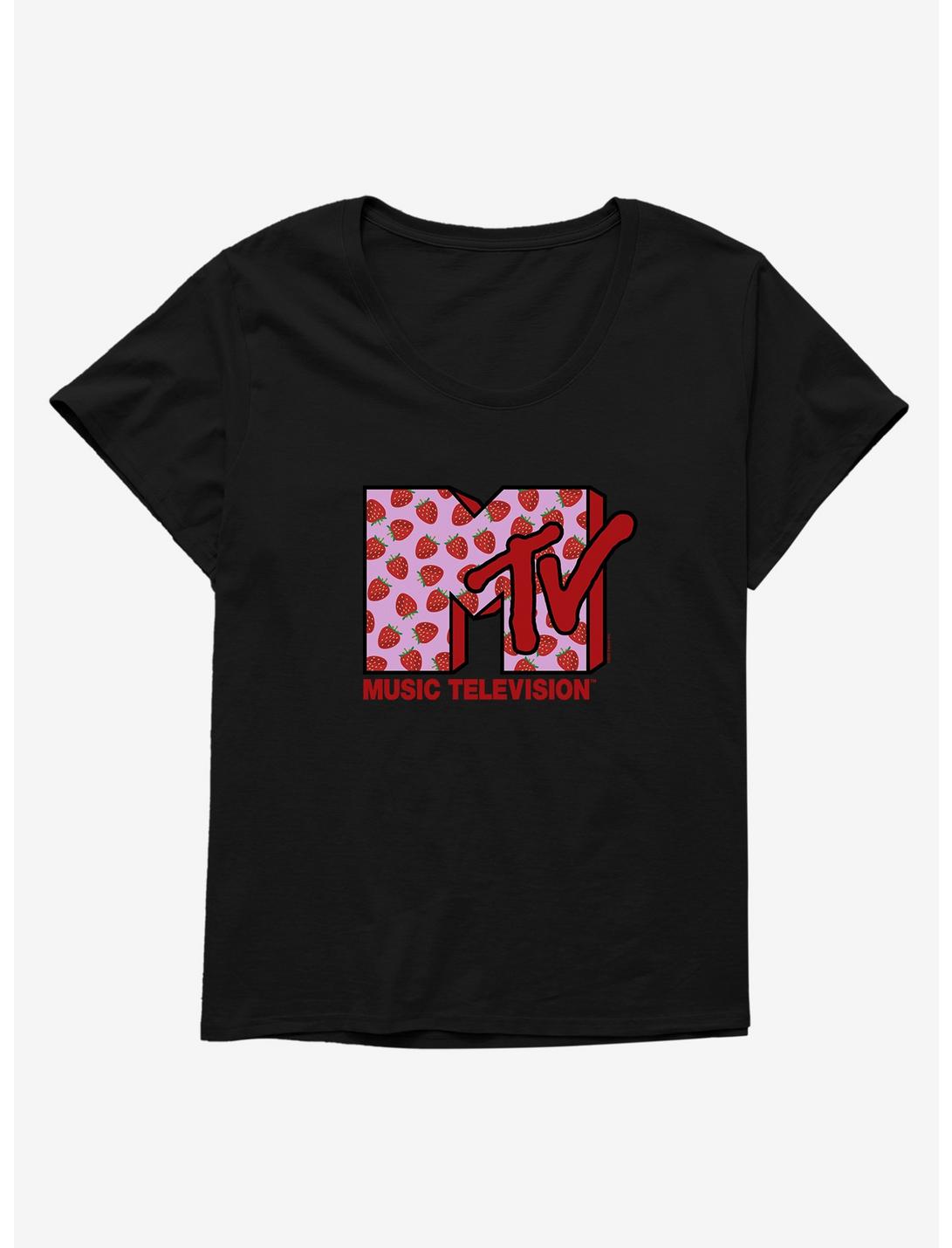 MTV Strawberries Logo Womens T-Shirt Plus Size, BLACK, hi-res
