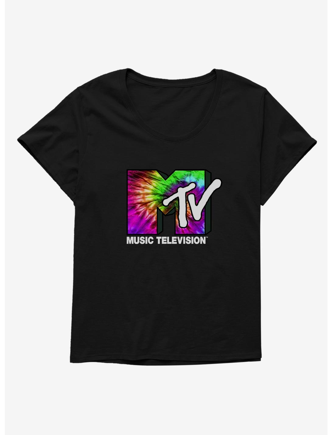 MTV Tie Dye Logo Womens T-Shirt Plus Size, BLACK, hi-res