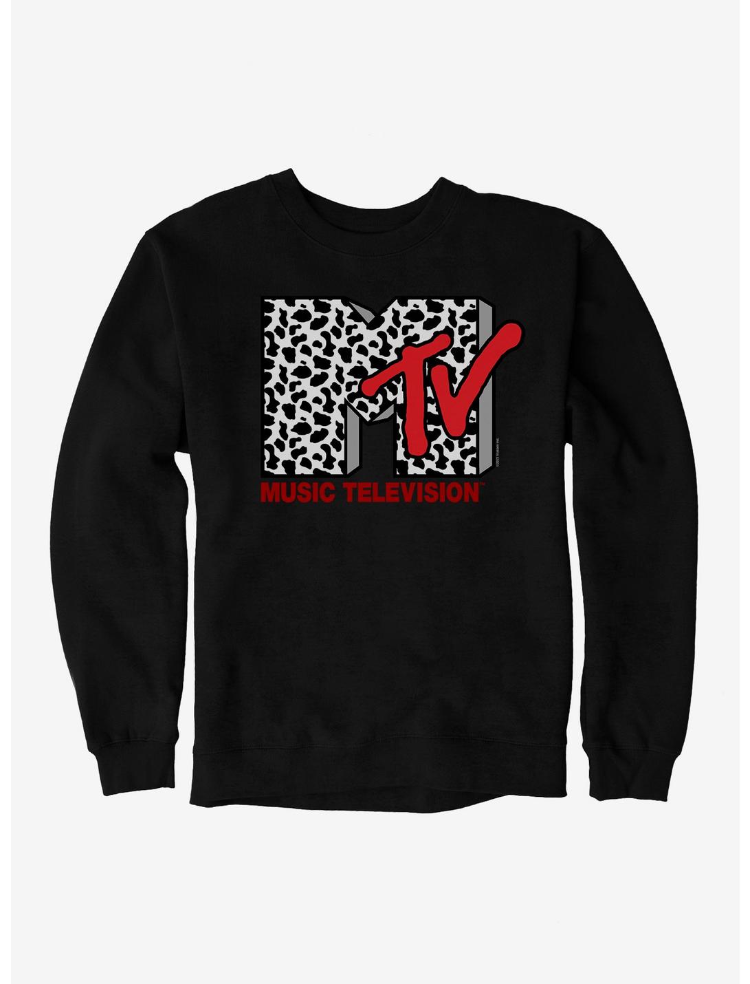 MTV Cow Print Logo Sweatshirt, BLACK, hi-res