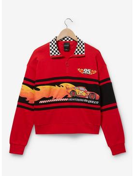 Disney Pixar Cars Lightning McQueen Flames Quarter-Zip Crop Sweatshirt, , hi-res