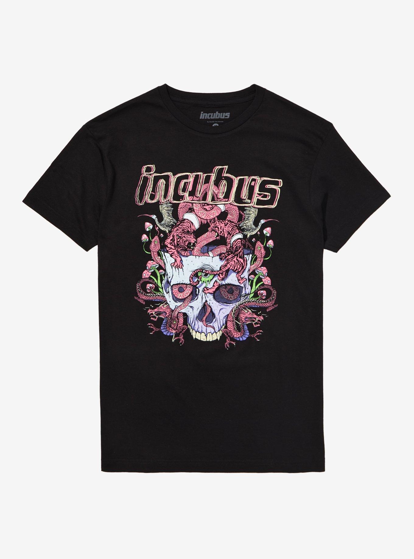Incubus Snakes & Skull Boyfriend Fit Girls T-Shirt, BLACK, hi-res