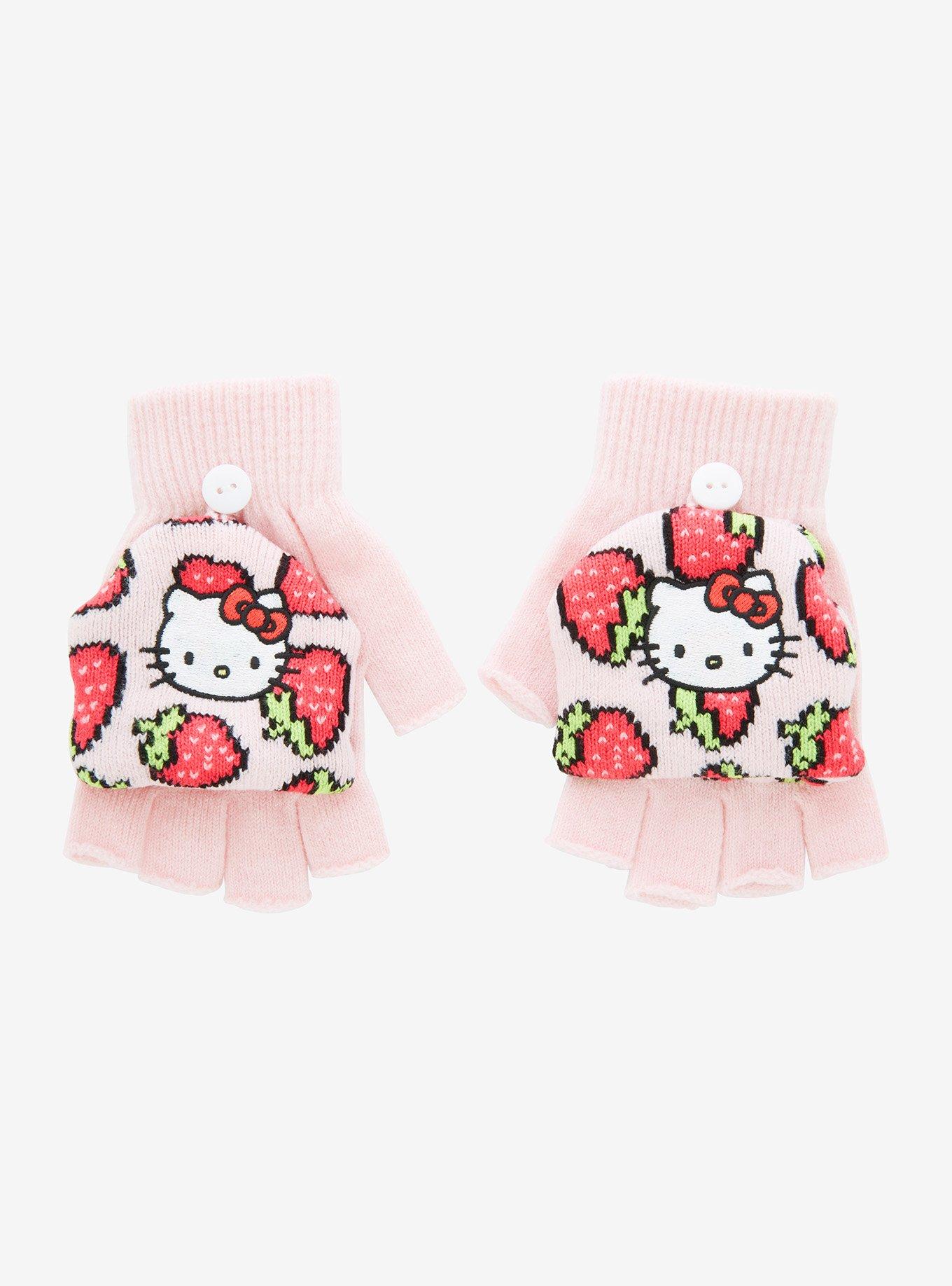 Hello Kitty Strawberry Convertible Gloves, , hi-res