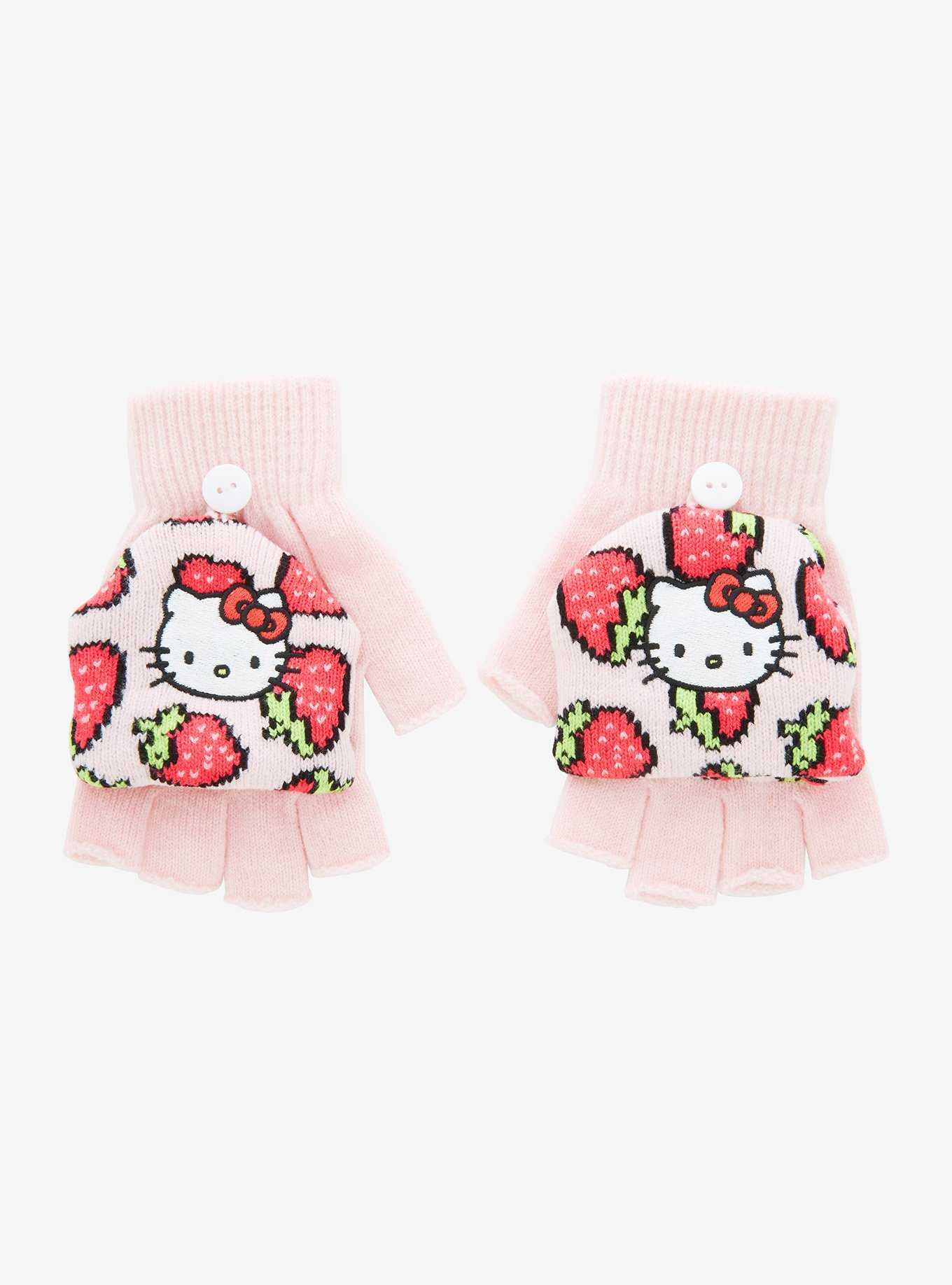 Hello Kitty Strawberry Convertible Gloves, , hi-res