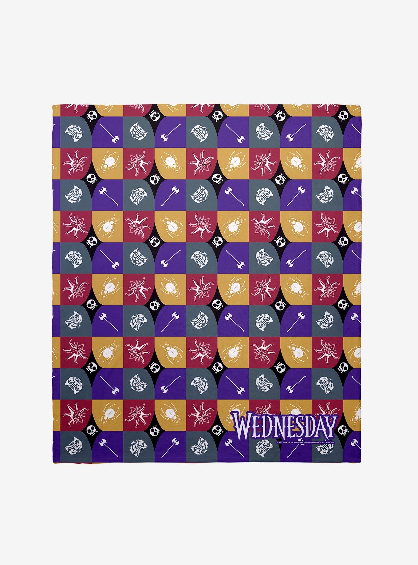 Wednesday Nevermore Crest Throw Blanket, , hi-res