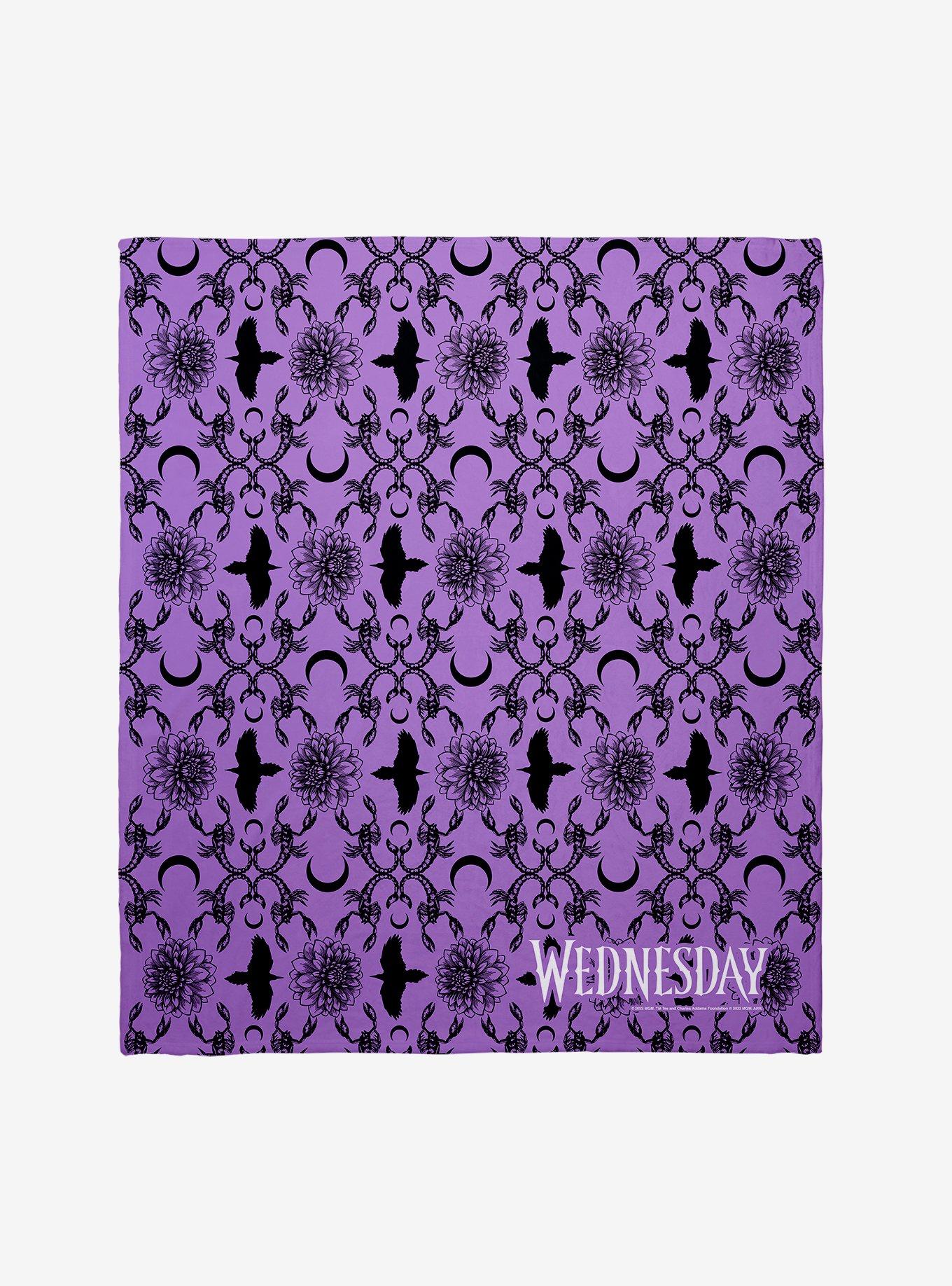 Wednesday Raven And Moon Throw Blanket, , hi-res