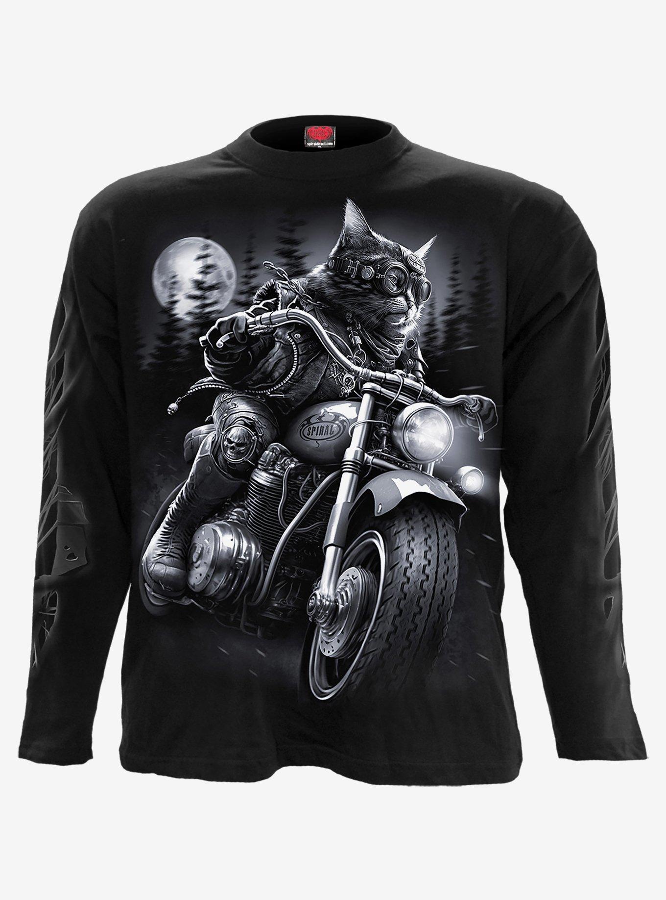 Spiral Nine Lives Long Sleeve Shirt Black, BLACK, hi-res