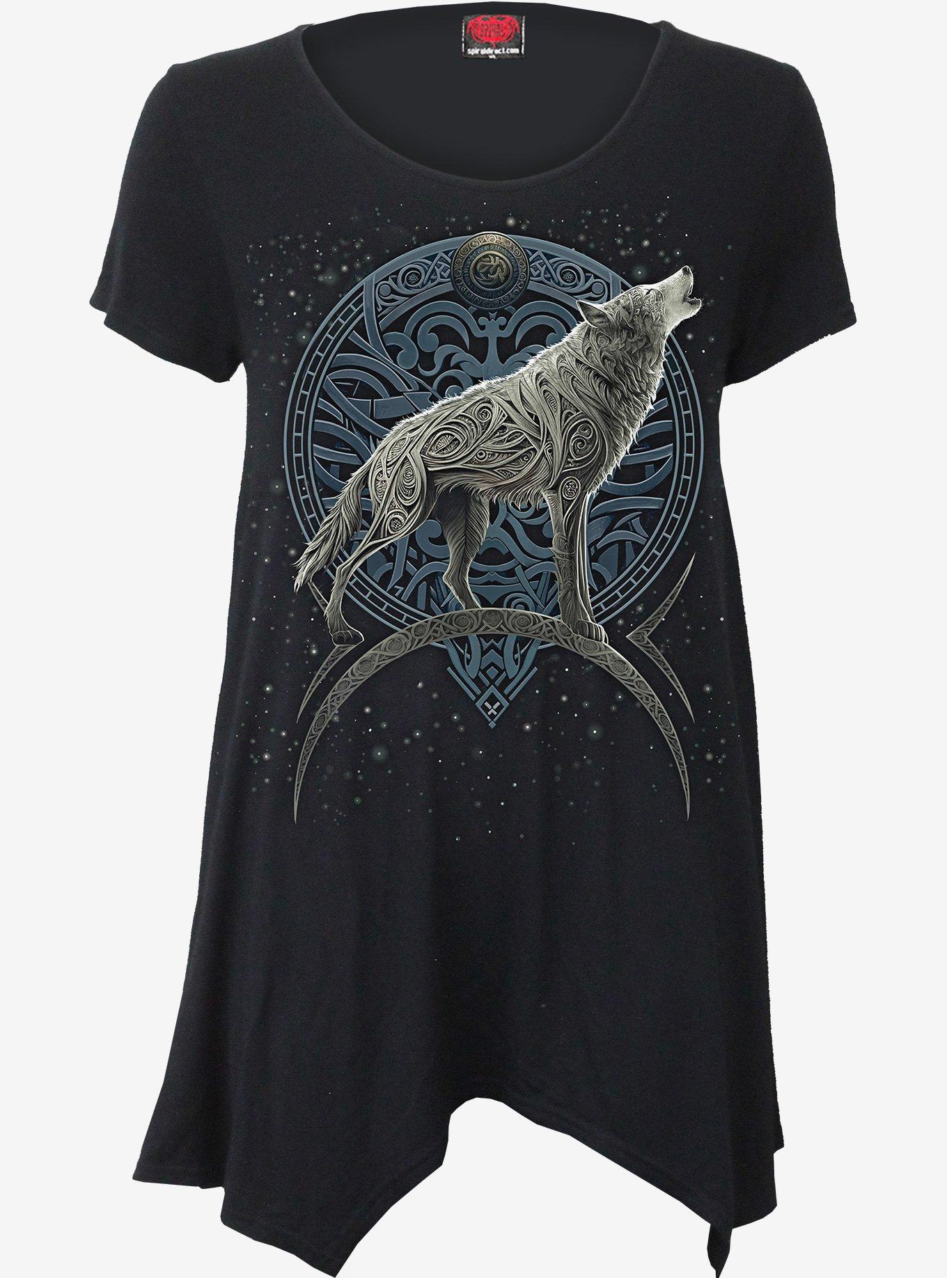 Spiral Celtic Wolf Smock Tunic Casual Top, , hi-res