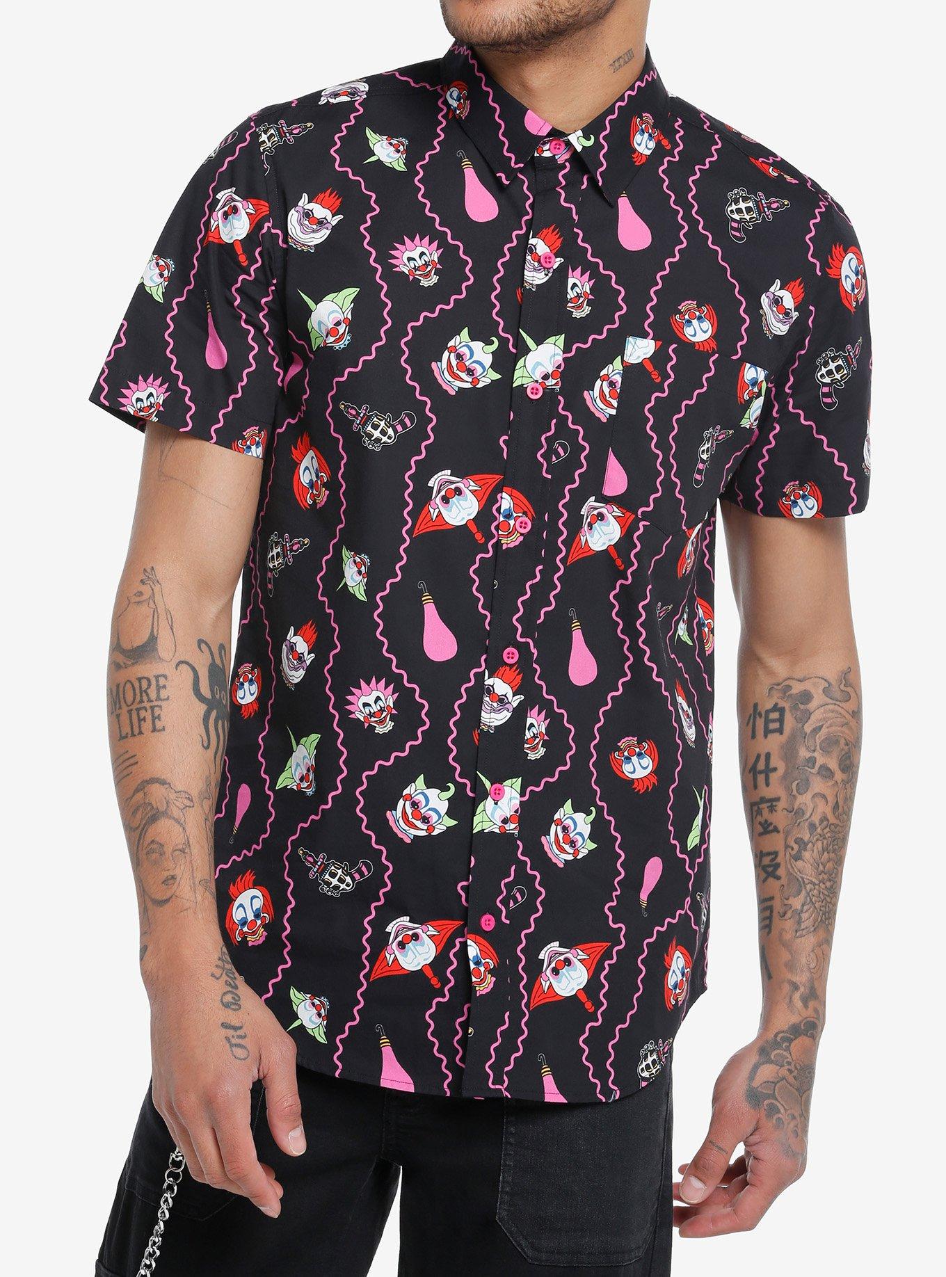 Killer Klowns From Outer Space Klowns Woven Button-Up, MULTI, hi-res