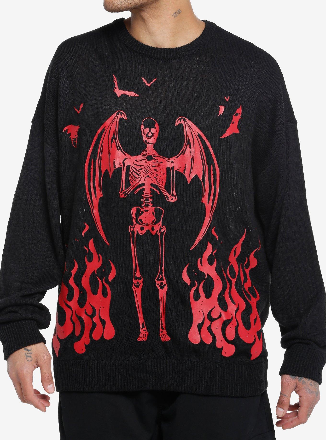 Dark Angel Skeleton Sweater, RED, hi-res