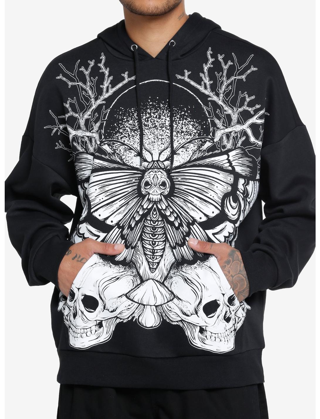 Social Collision® Death Moth Skull Oversized Hoodie, WHITE, hi-res