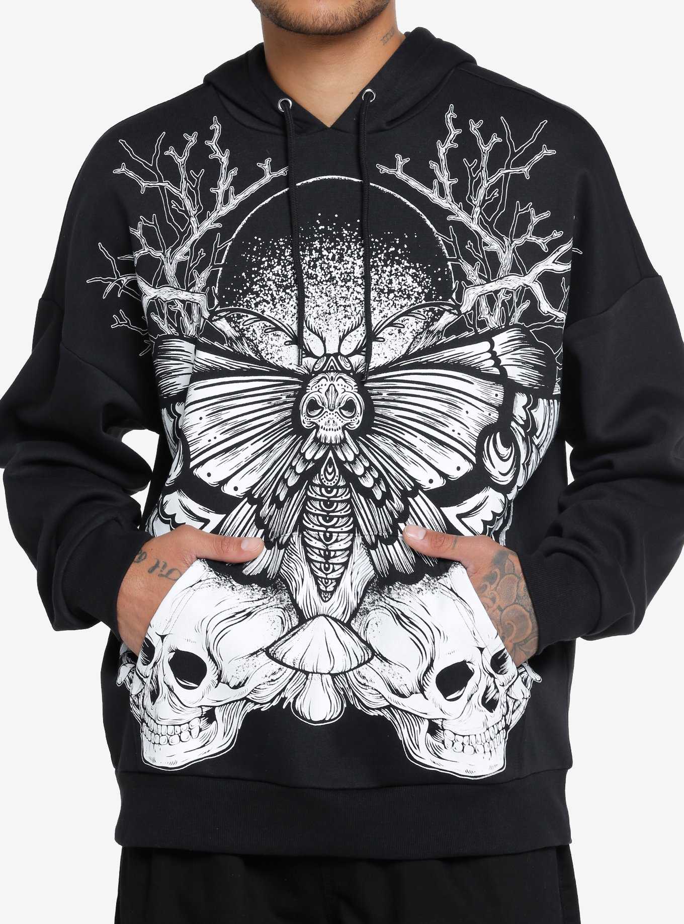 Social Collision® Death Moth Skull Oversized Hoodie, , hi-res