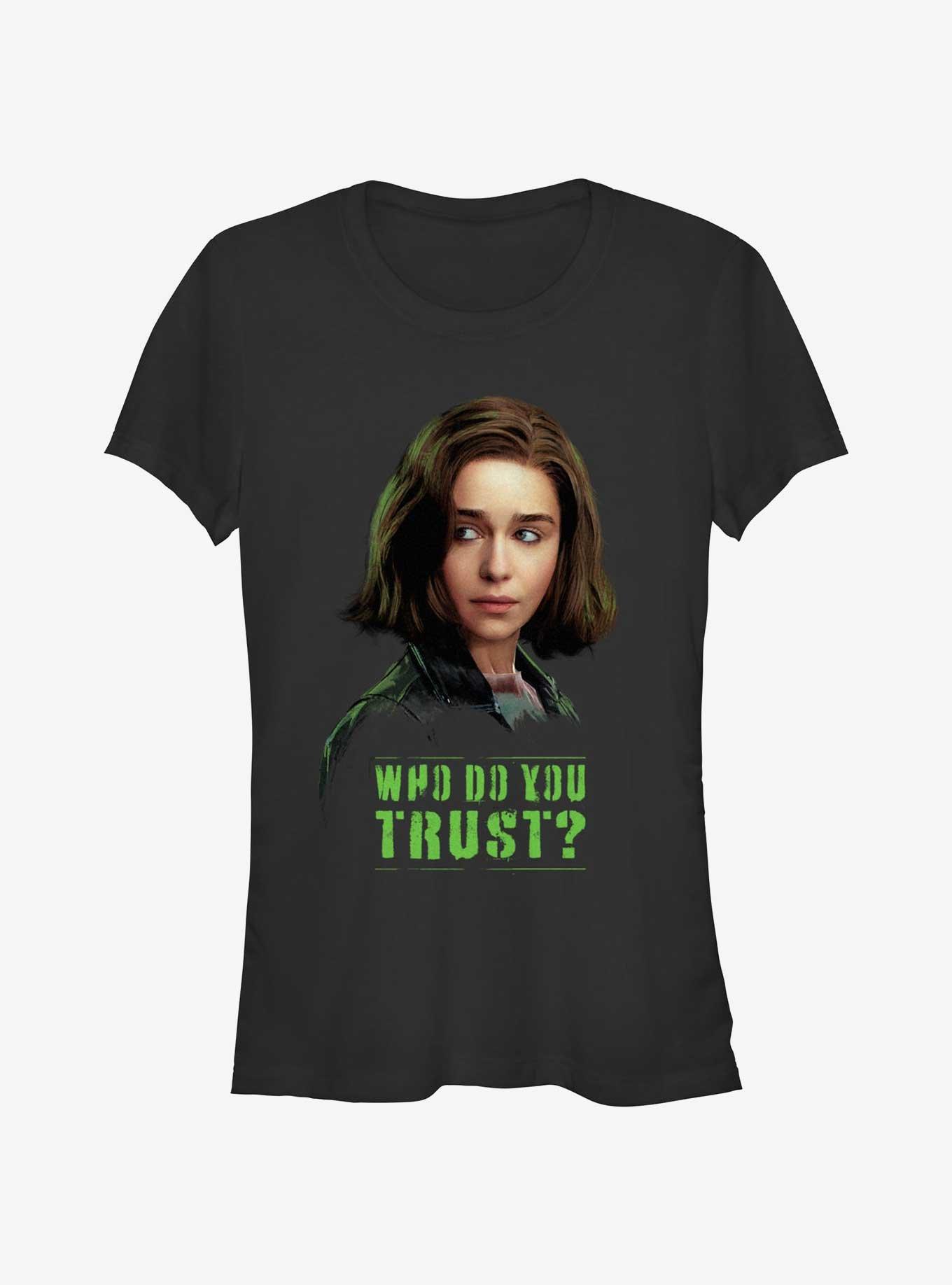 Marvel Secret Invasion Abigail Brand Who Do You Trust Poster Girls T-Shirt, BLACK, hi-res