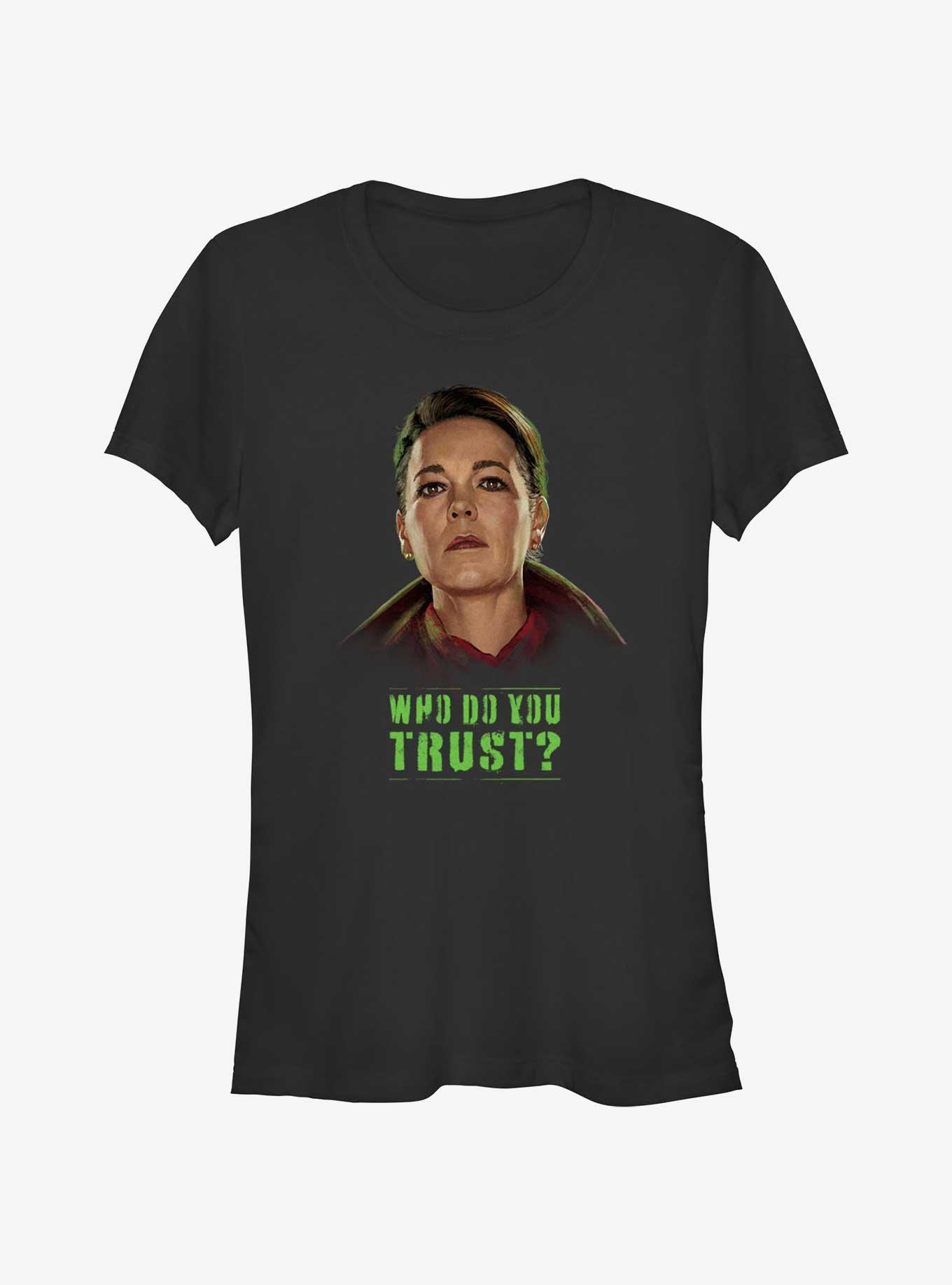 Marvel Secret Invasion Special Agent Sonya Falsworth Who Do You Trust Poster Girls T-Shirt, BLACK, hi-res