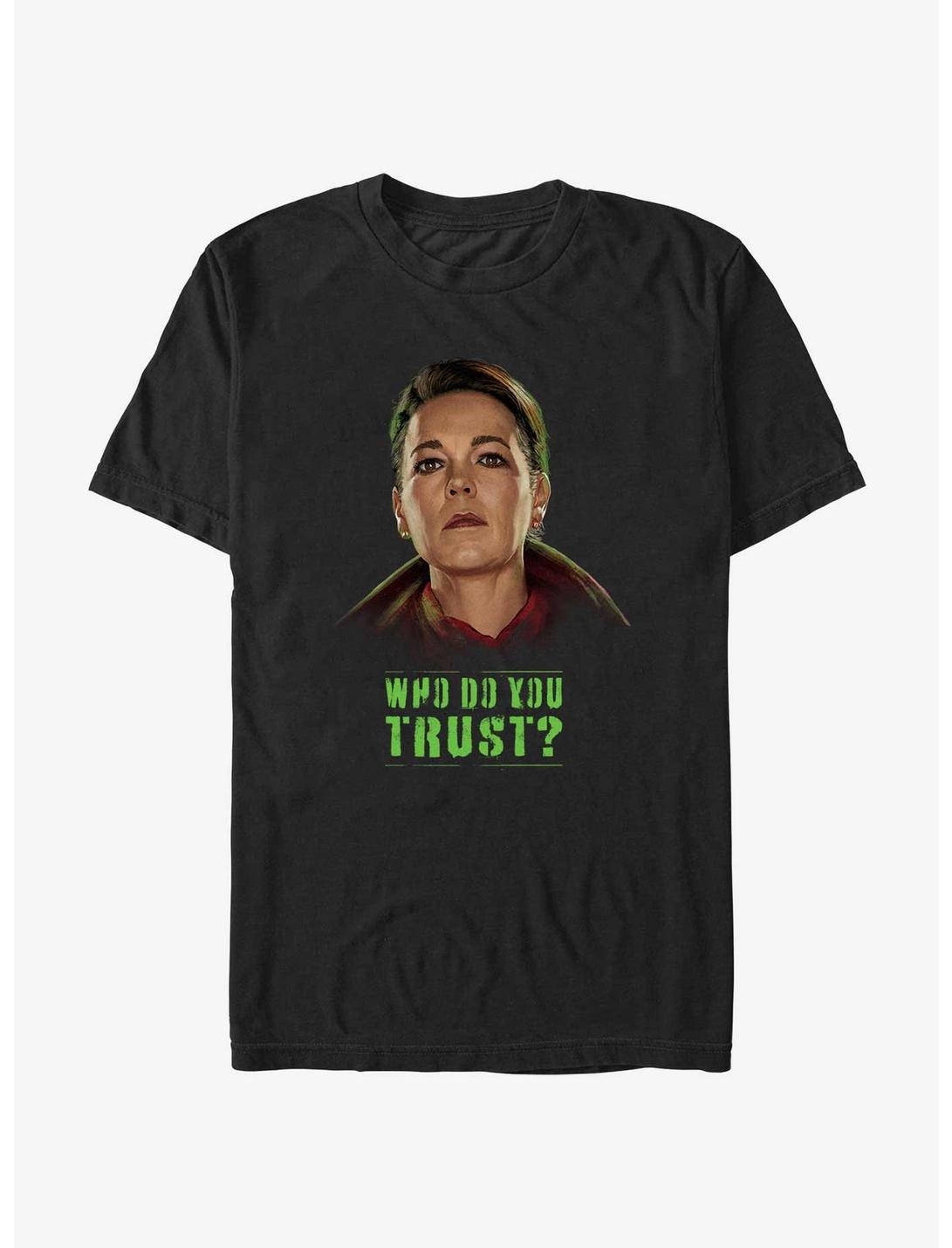 Marvel Secret Invasion Special Agent Sonya Falsworth Who Do You Trust Poster T-Shirt, BLACK, hi-res
