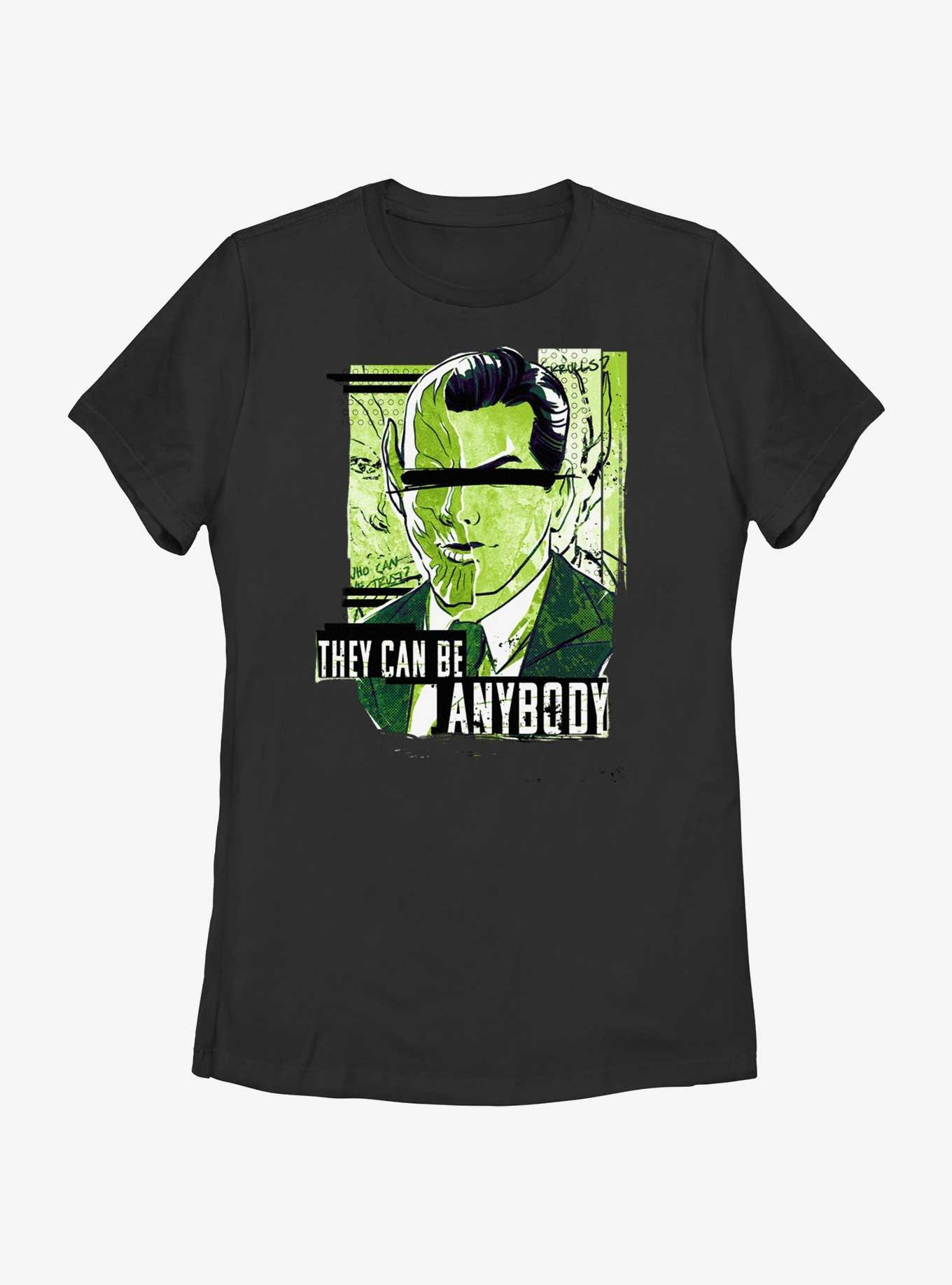 Marvel Secret Invasion They Can Be Anybody Poster Womens T-Shirt, BLACK, hi-res