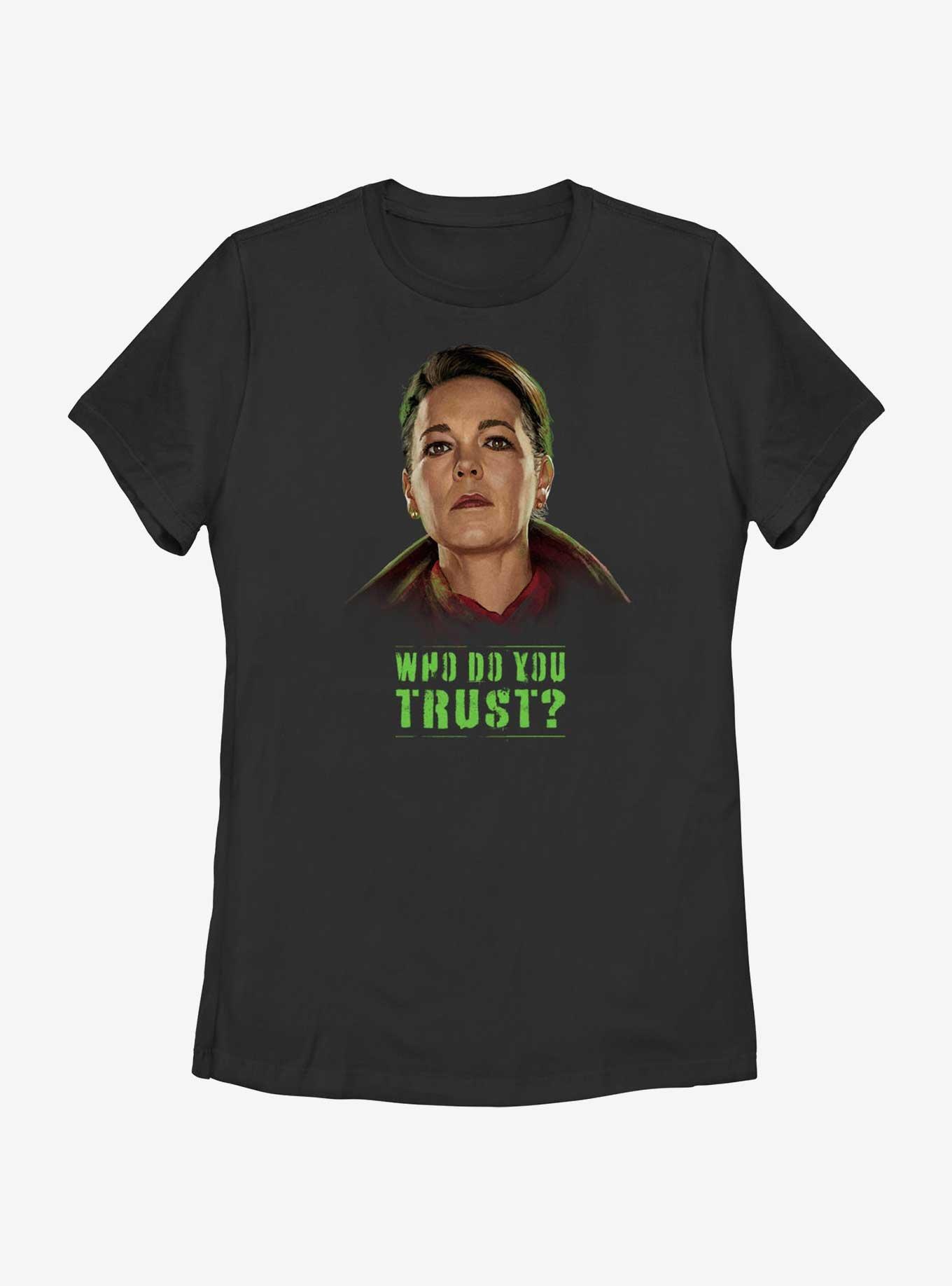 Marvel Secret Invasion Special Agent Sonya Falsworth Who Do You Trust Poster Womens T-Shirt, BLACK, hi-res