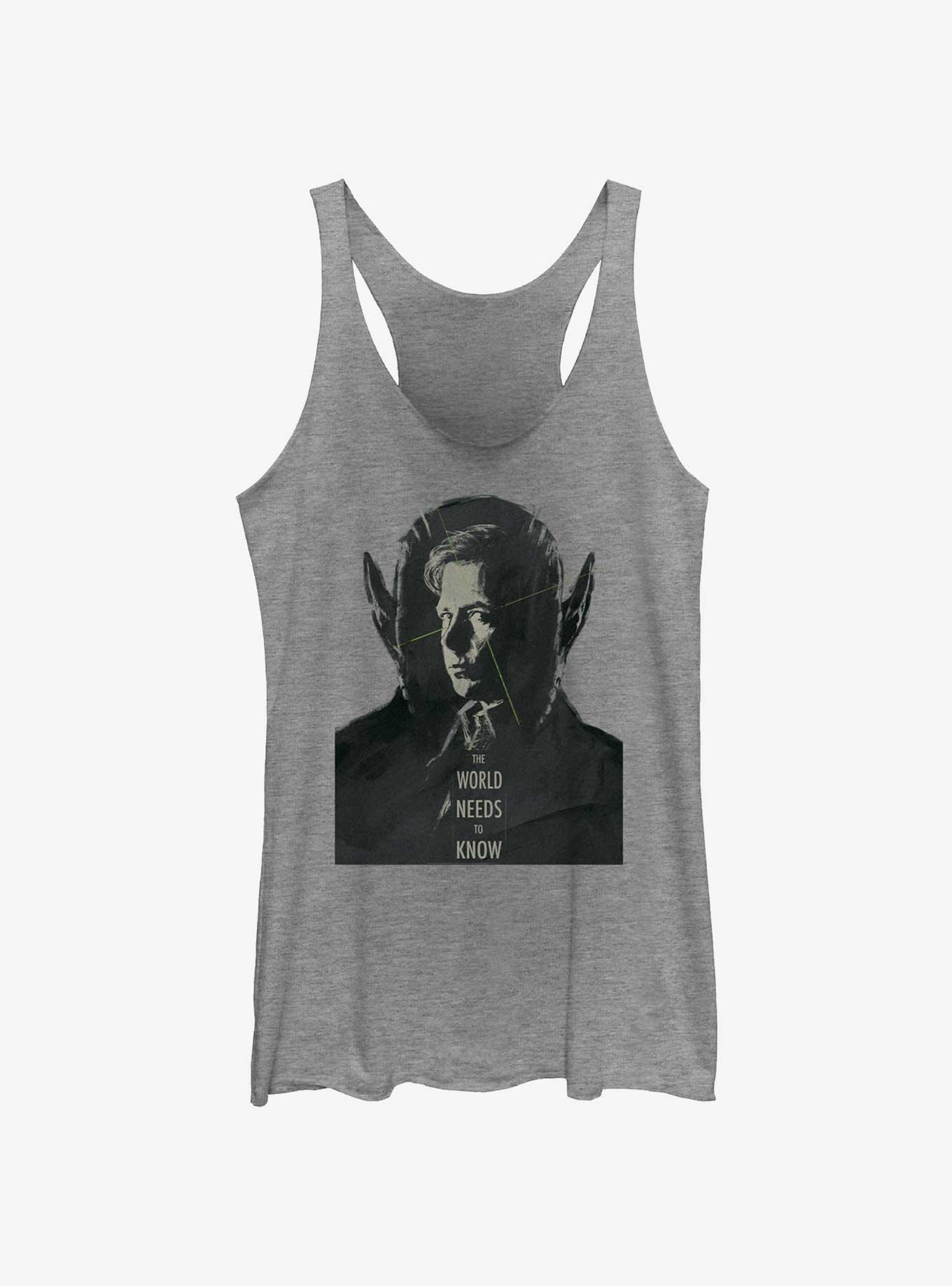 Marvel Secret Invasion Talos The World Needs To Know Womens Tank Top, GRAY HTR, hi-res