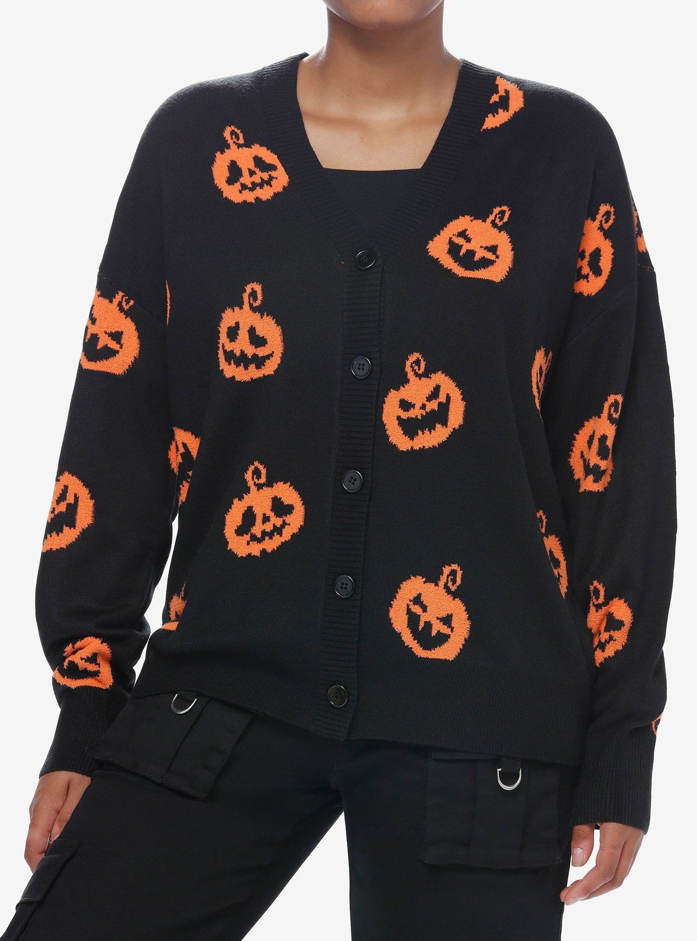 Social Collision Black & Orange Pumpkin Girls Cardigan | Hot Topic