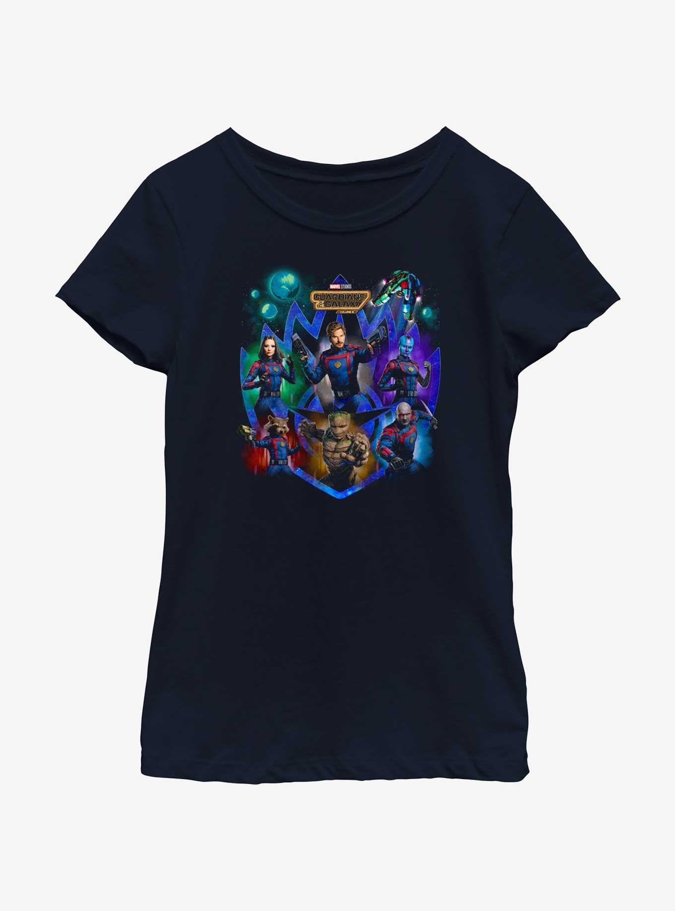Marvel Guardians of the Galaxy Vol. 3 Galactic Guardians Youth Girls T-Shirt, NAVY, hi-res