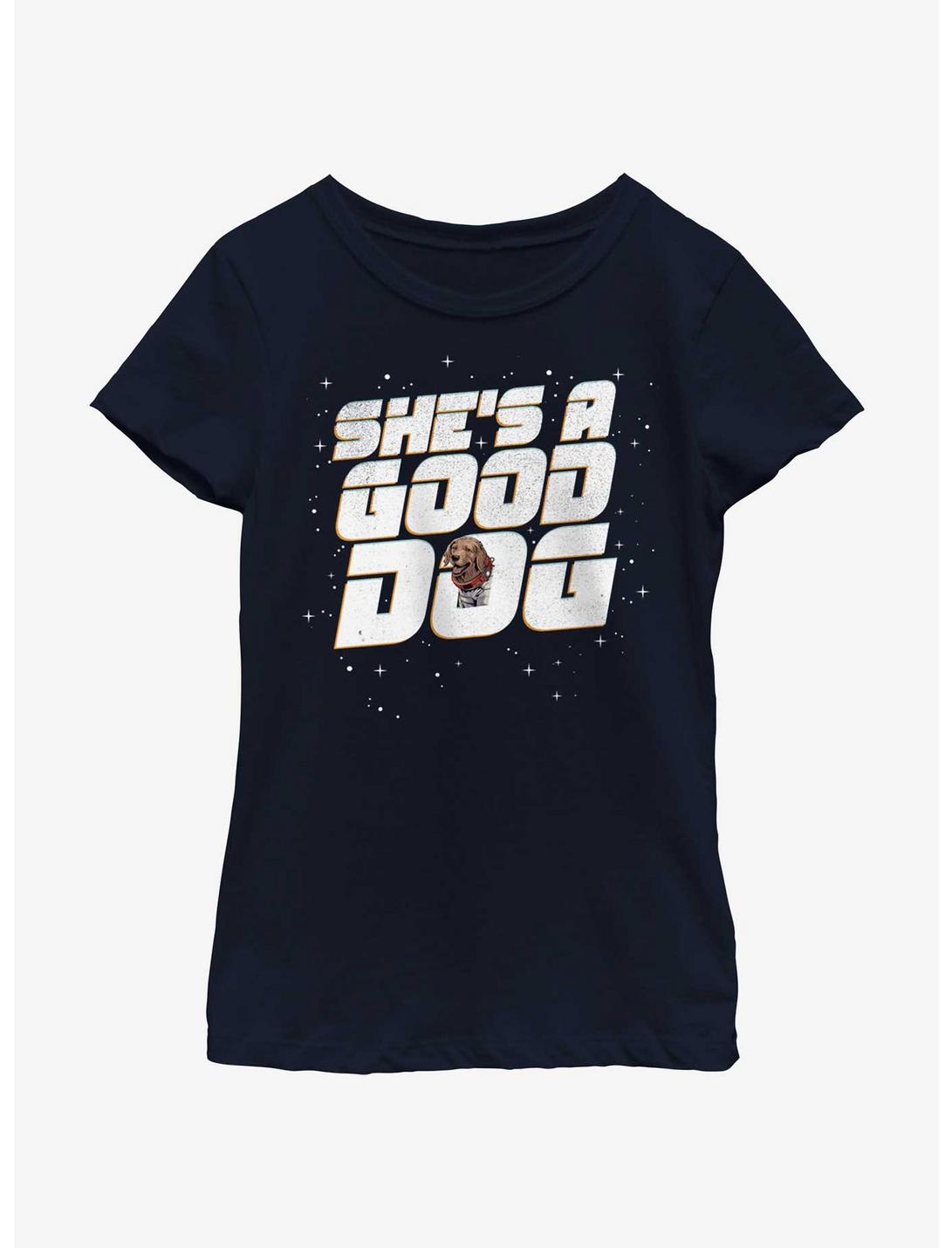 Marvel Guardians of the Galaxy Vol. 3 Spacedog Cosmo She's A Good Dog Youth Girls T-Shirt, NAVY, hi-res