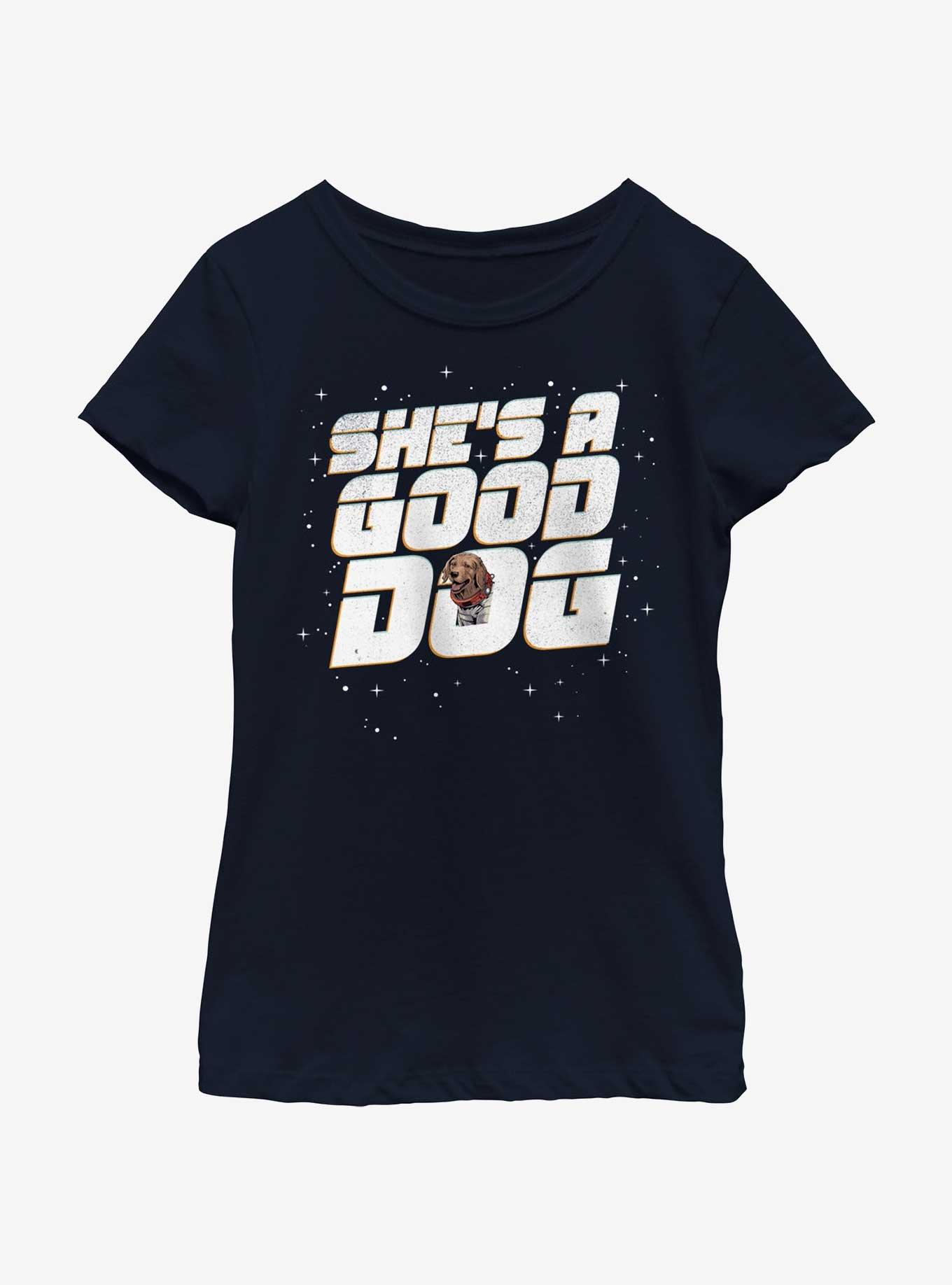 Marvel Guardians of the Galaxy Vol. 3 Spacedog Cosmo She's A Good Dog Youth Girls T-Shirt, NAVY, hi-res