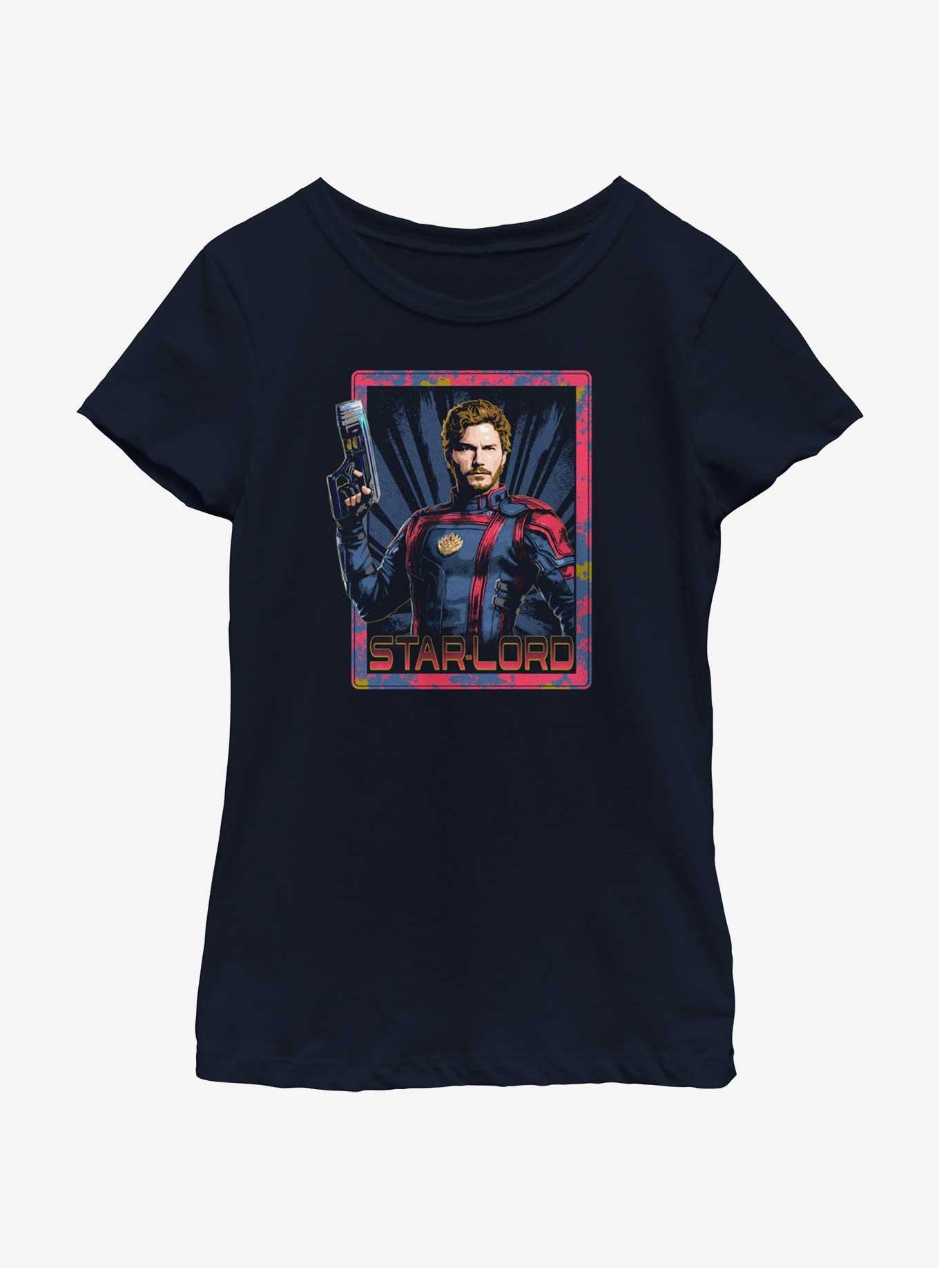 Marvel Guardians of the Galaxy Vol. 3 Peter Quill Star-Lord Youth Girls T-Shirt, NAVY, hi-res