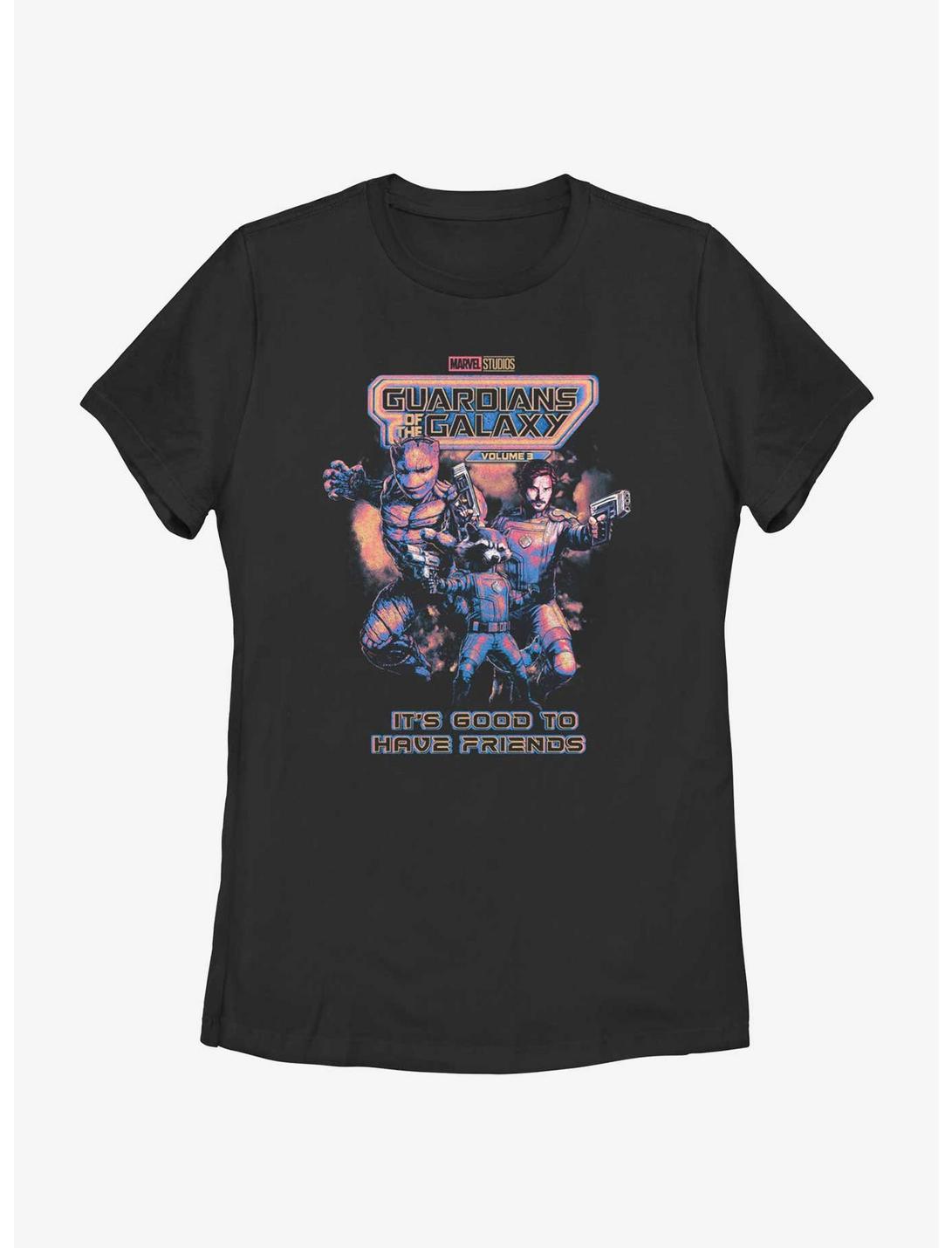 Marvel Guardians of the Galaxy Vol. 3 It's Good To Have Friends Poster Womens T-Shirt, BLACK, hi-res