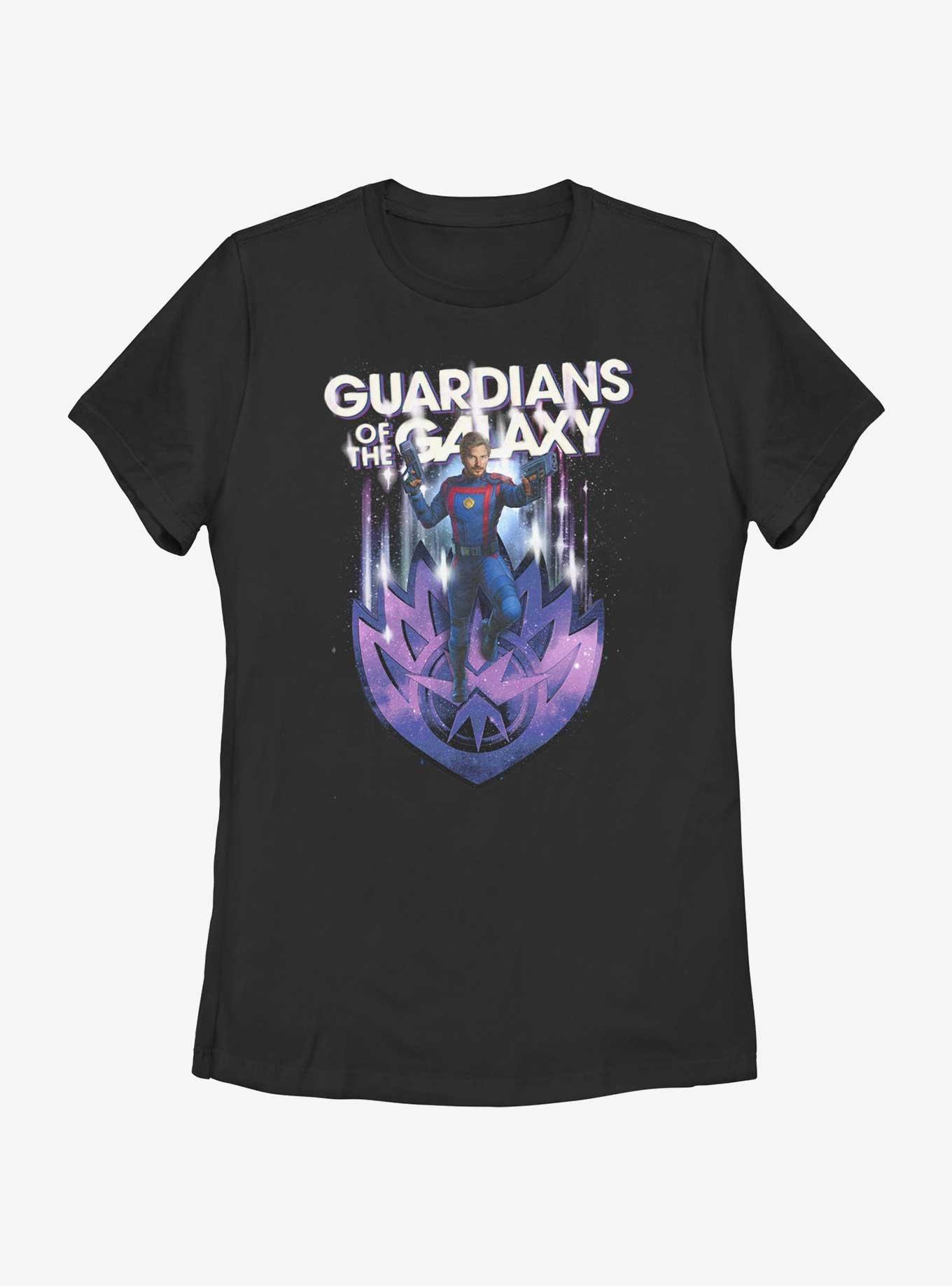 Marvel Guardians of the Galaxy Vol. 3 Star-Lord Dual Blasters Womens T-Shirt, BLACK, hi-res