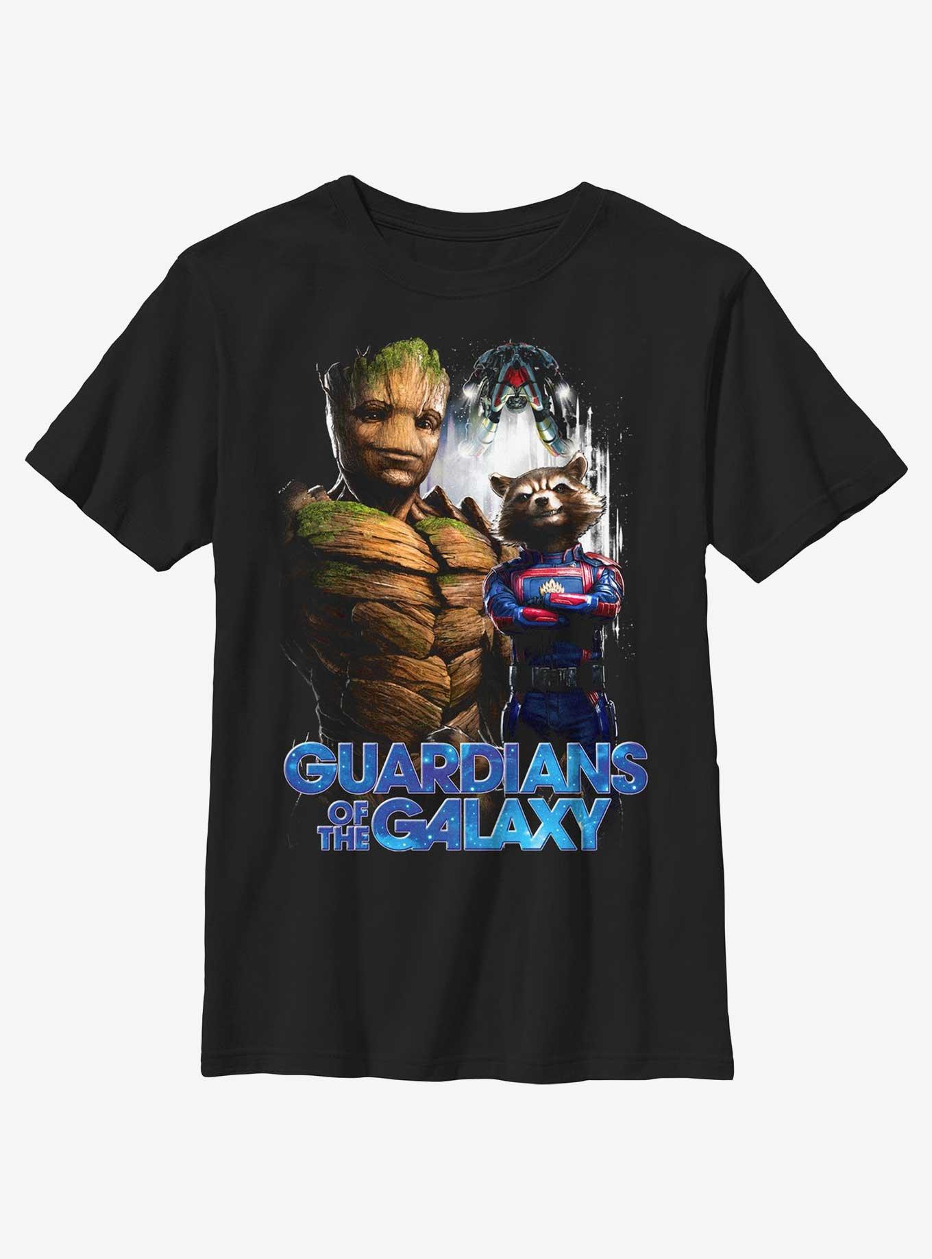 Marvel Guardians of the Galaxy Vol. 3 Duo Team Groot and Rocket Youth T-Shirt, BLACK, hi-res