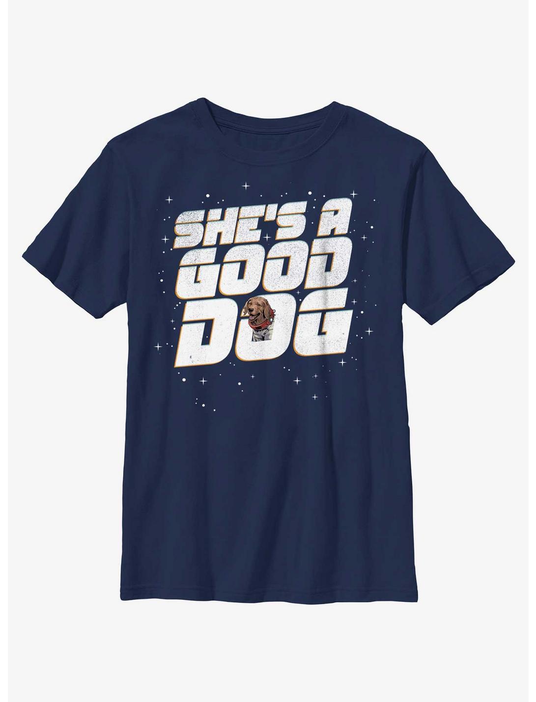 Marvel Guardians of the Galaxy Vol. 3 Spacedog Cosmo She's A Good Dog Youth T-Shirt, NAVY, hi-res