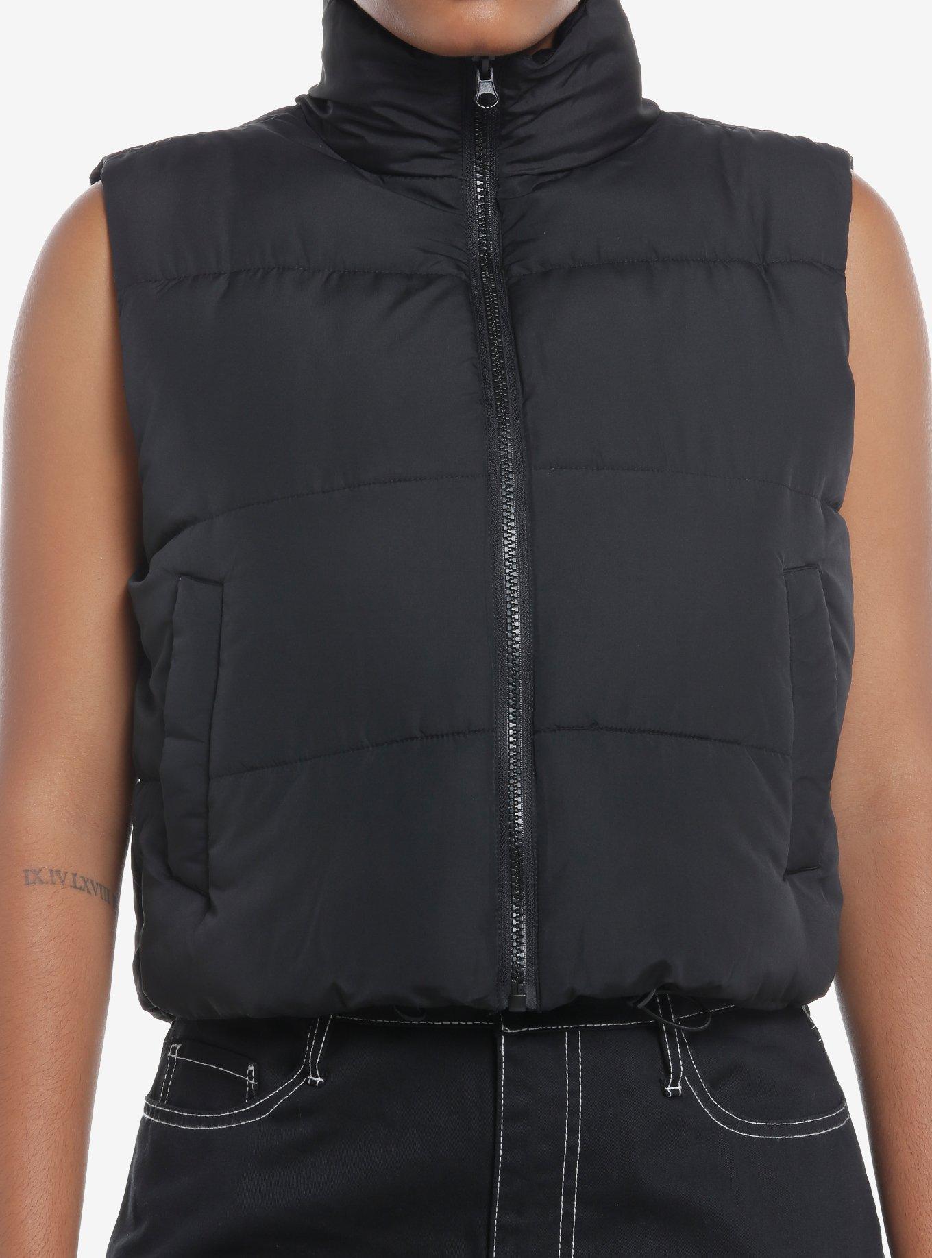 Black Puffer Vest, BLACK, hi-res
