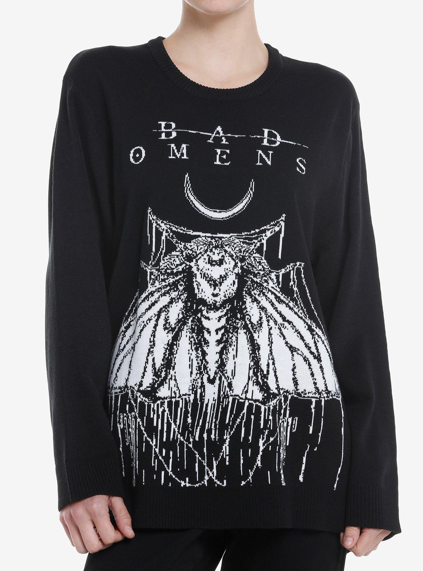 Bad Omens Moth Girls Intarsia Sweater, BLACK, hi-res