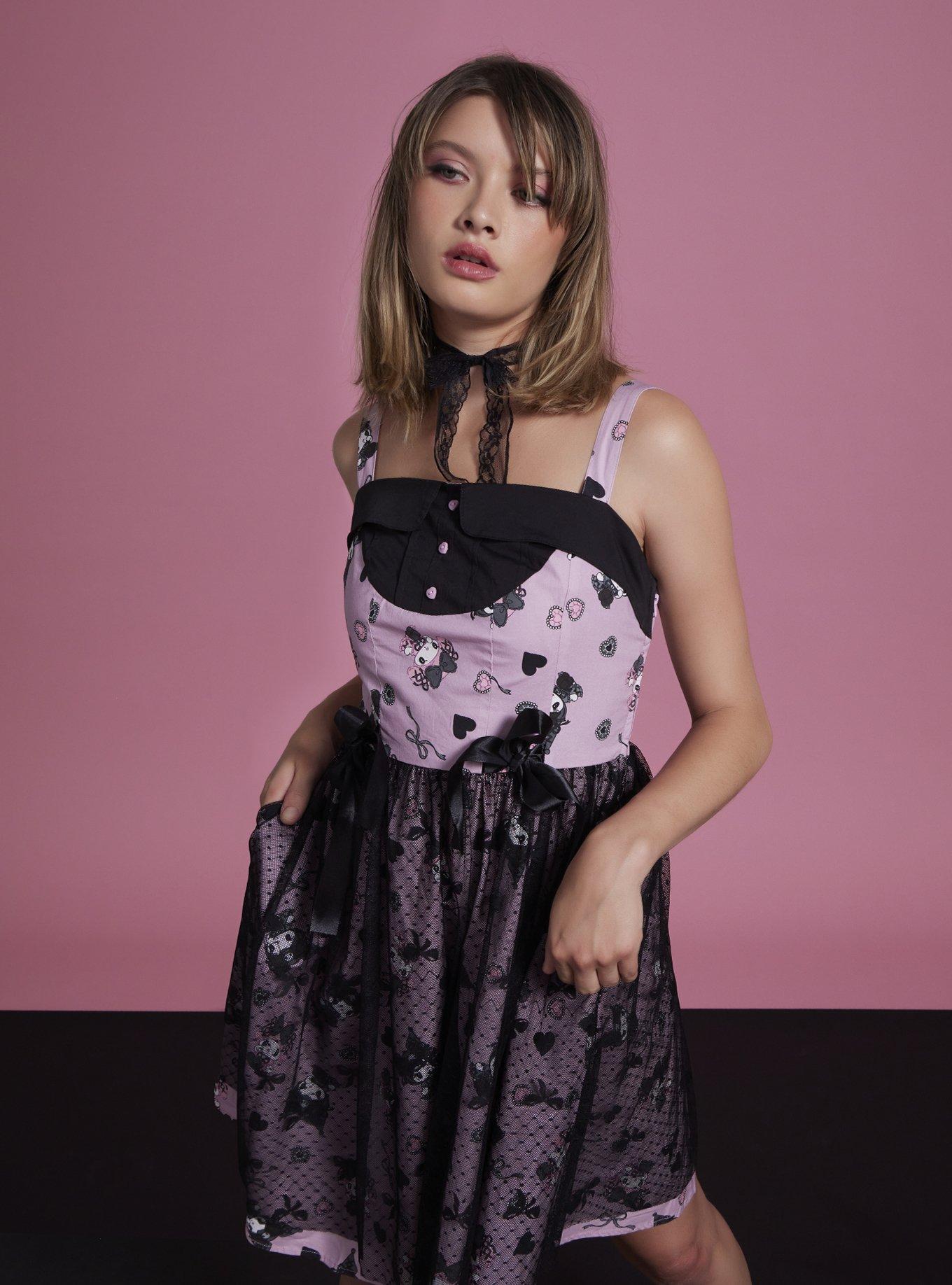 My Melody & Kuromi Lolita Mesh Lace-Up Dress, MULTI, hi-res