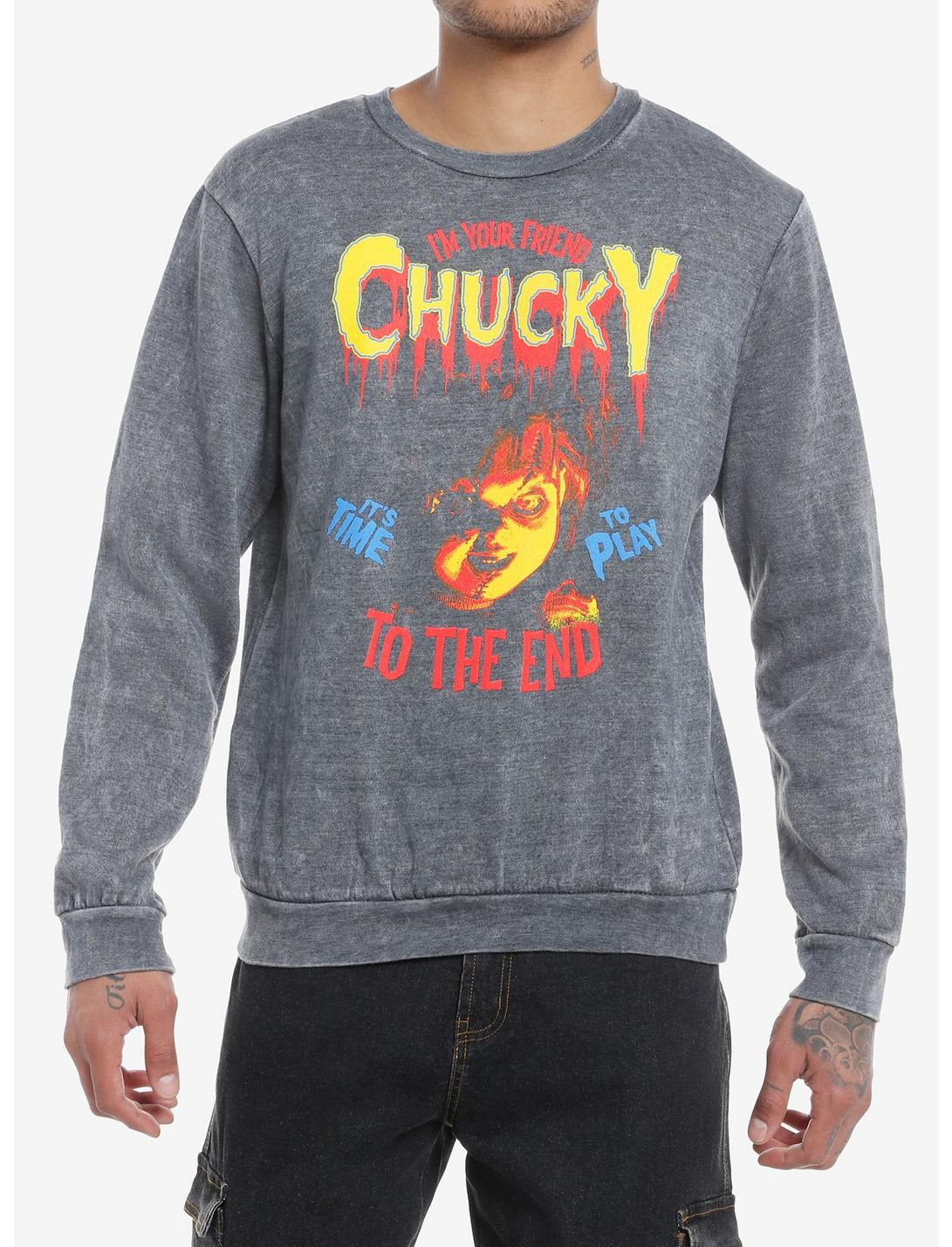 Chucky I'm Your Friend Sweatshirt, CHARCOAL, hi-res