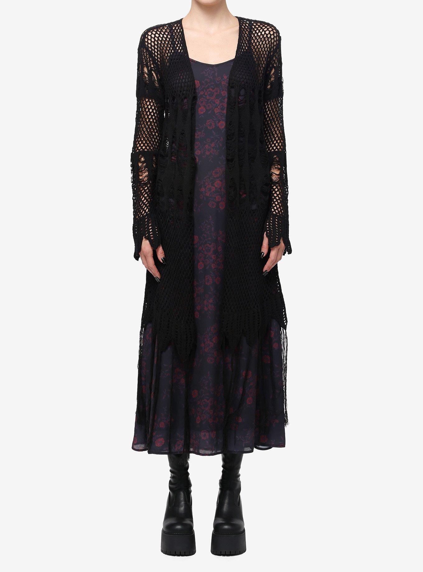 Cosmic Aura Distressed Crochet Girls Duster, , hi-res