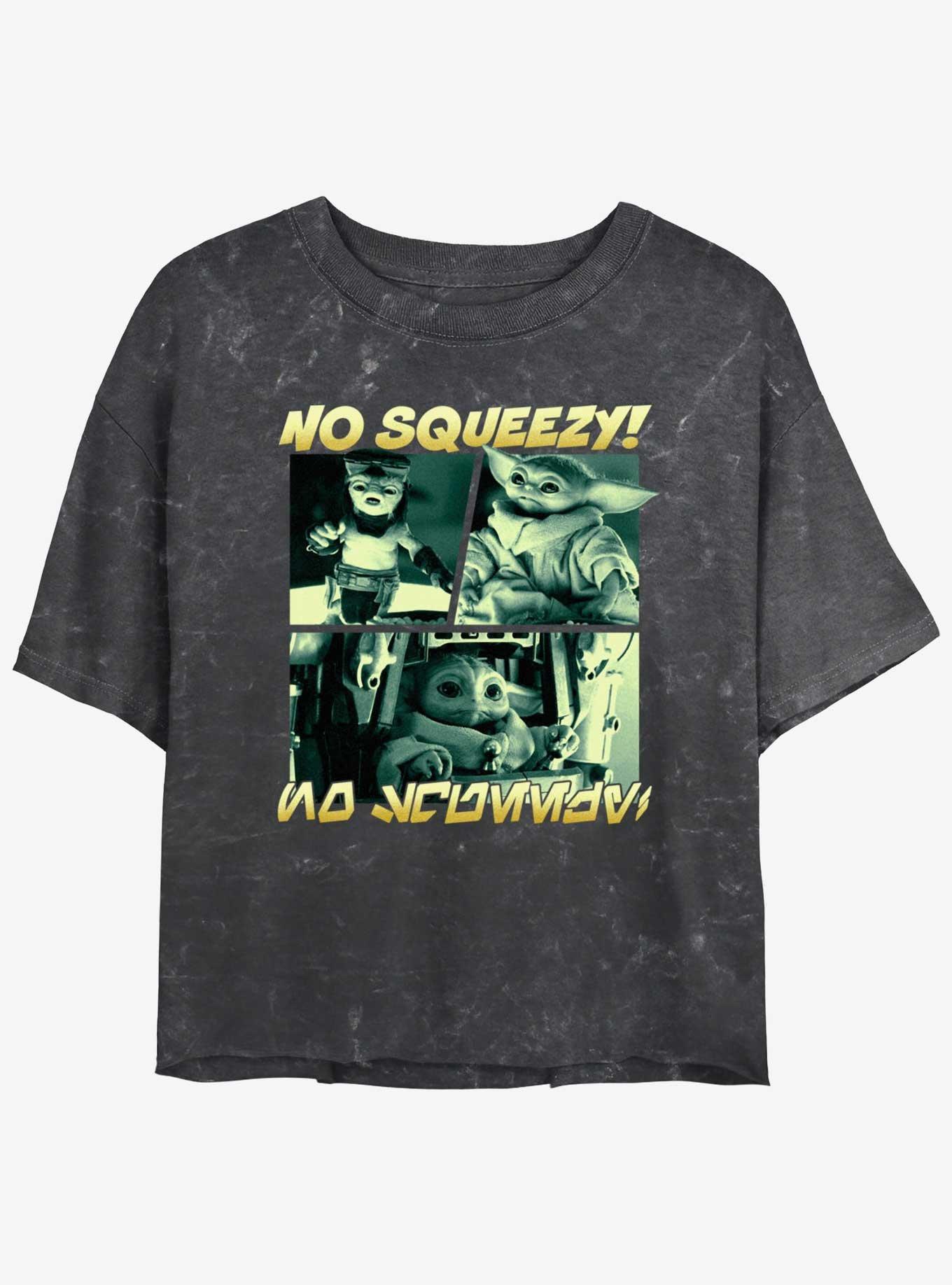 Star Wars The Mandalorian Grogu No Squeezy Mineral Wash Girls Crop T-Shirt, , hi-res